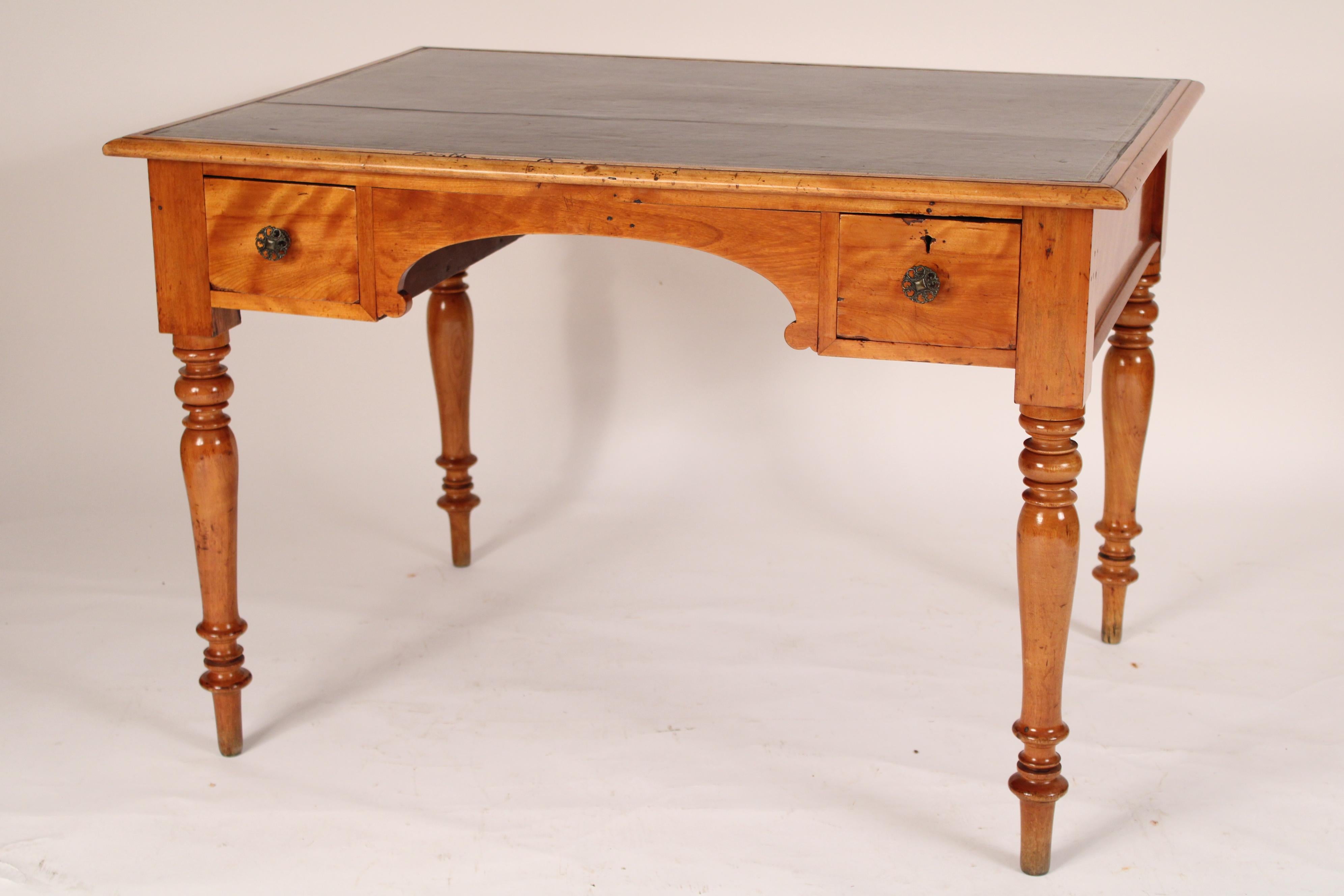 European Louis Philippe Birch Leather Top Writing Table