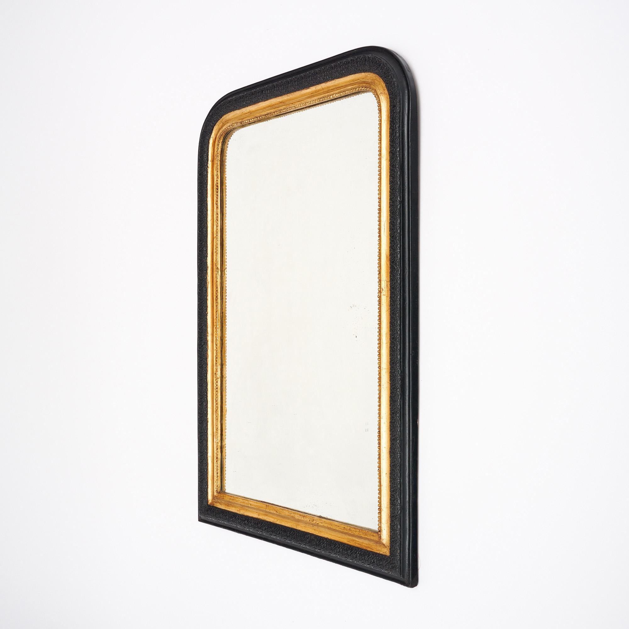 French Louis Philippe Black and Gold Mirror For Sale