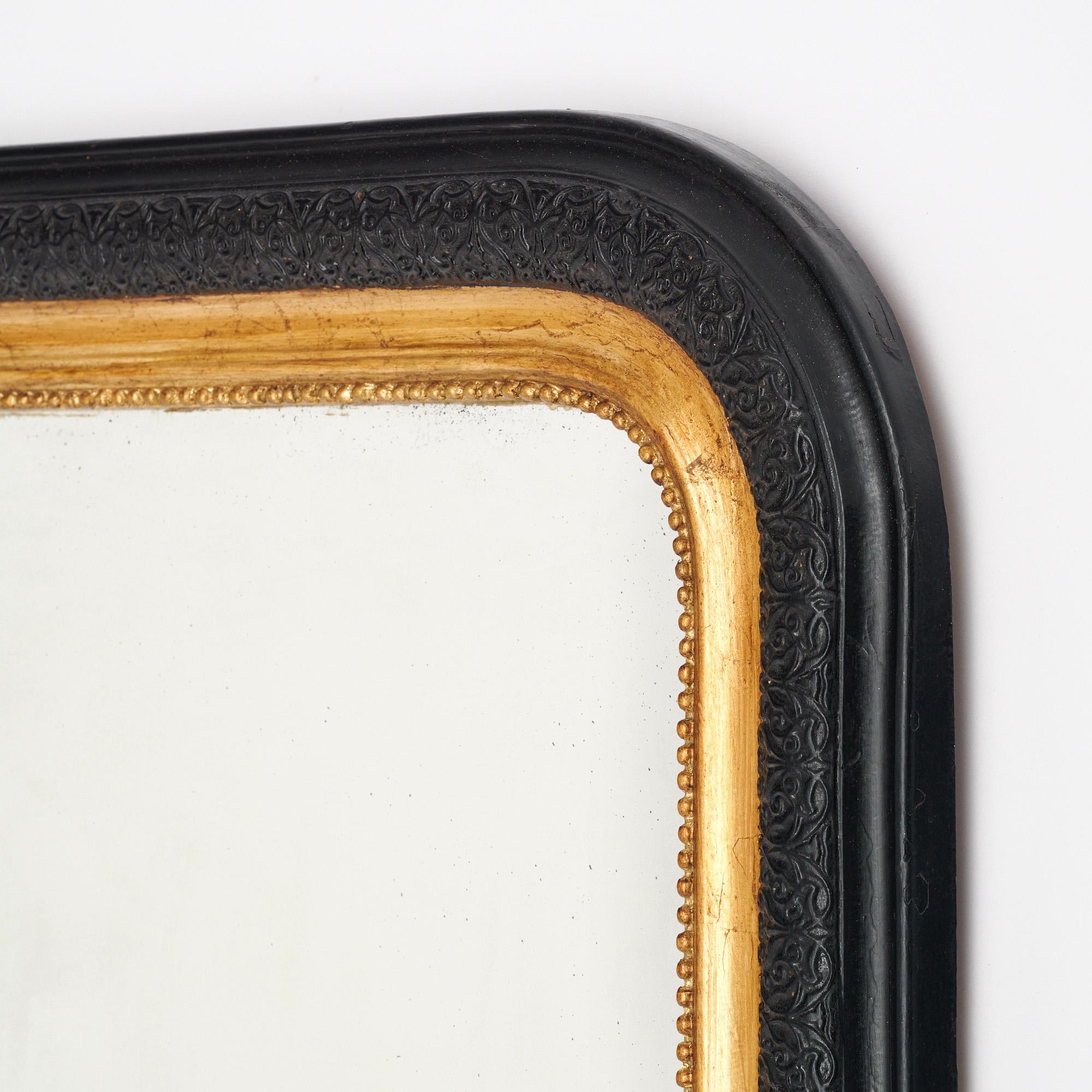 Louis Philippe Black and Gold Mirror In Good Condition For Sale In Austin, TX