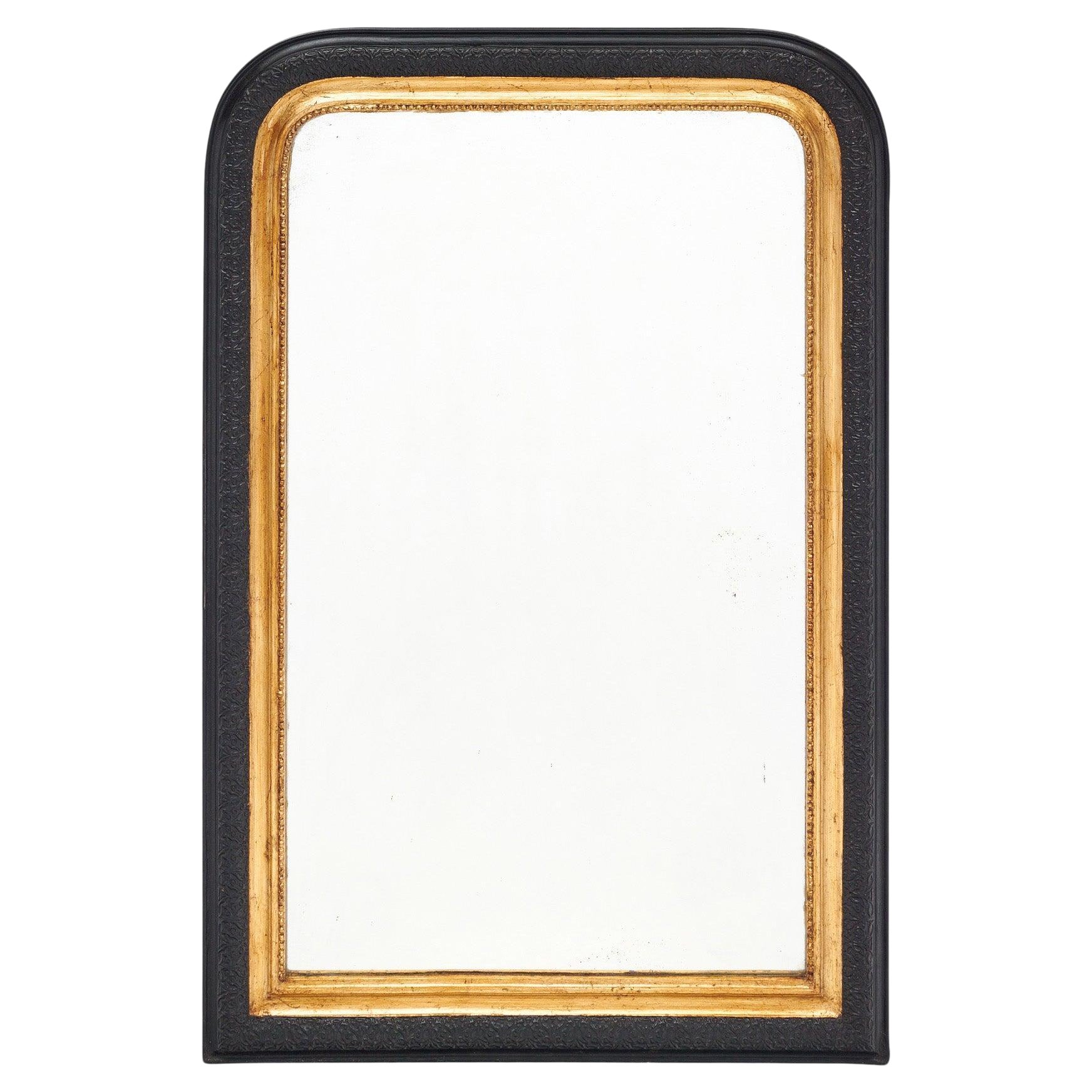 Louis Philippe Black and Gold Mirror For Sale