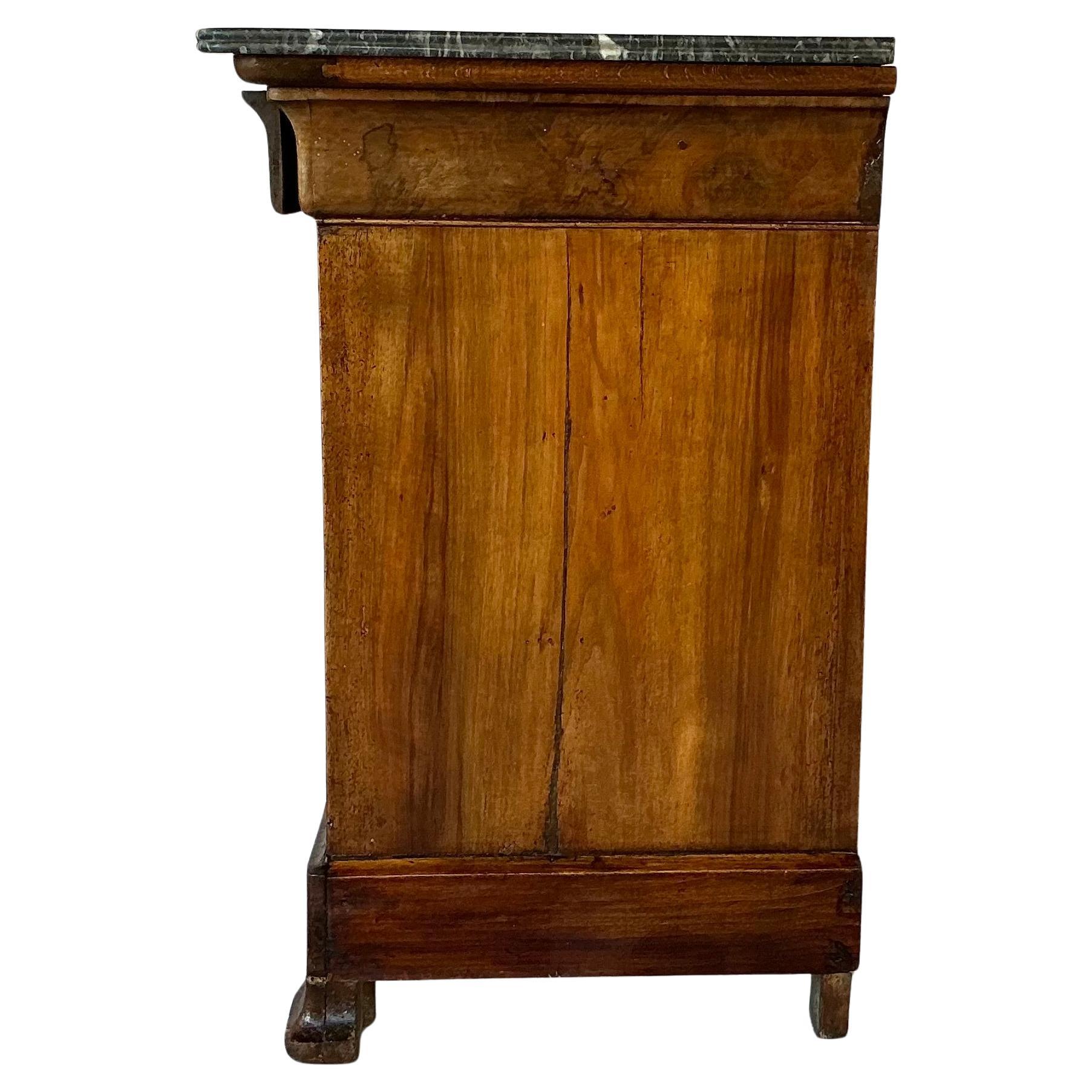 Cassapanca in radica di noce Louis Philippe con marmo in vendita 3