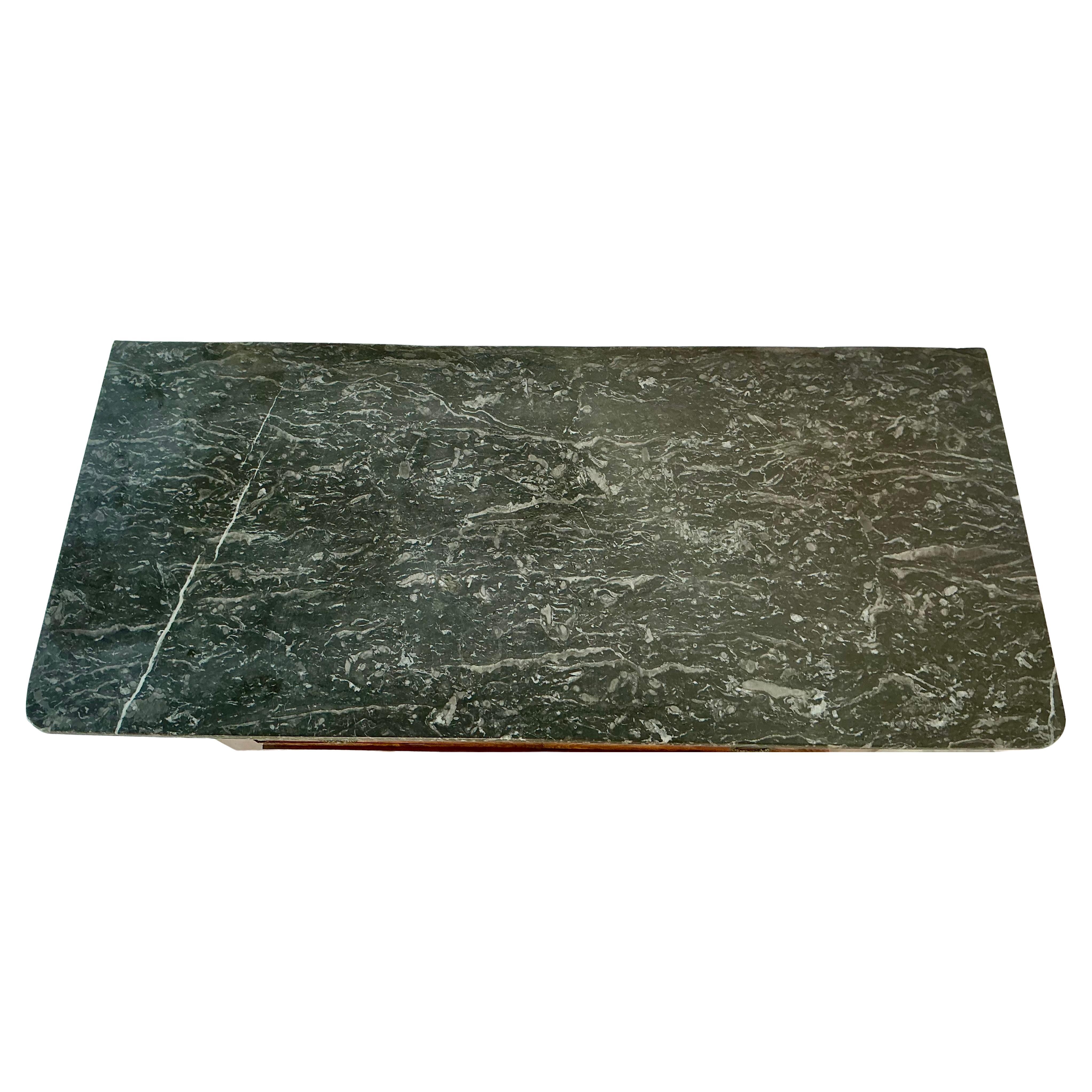 Legno Cassapanca in radica di noce Louis Philippe con marmo in vendita