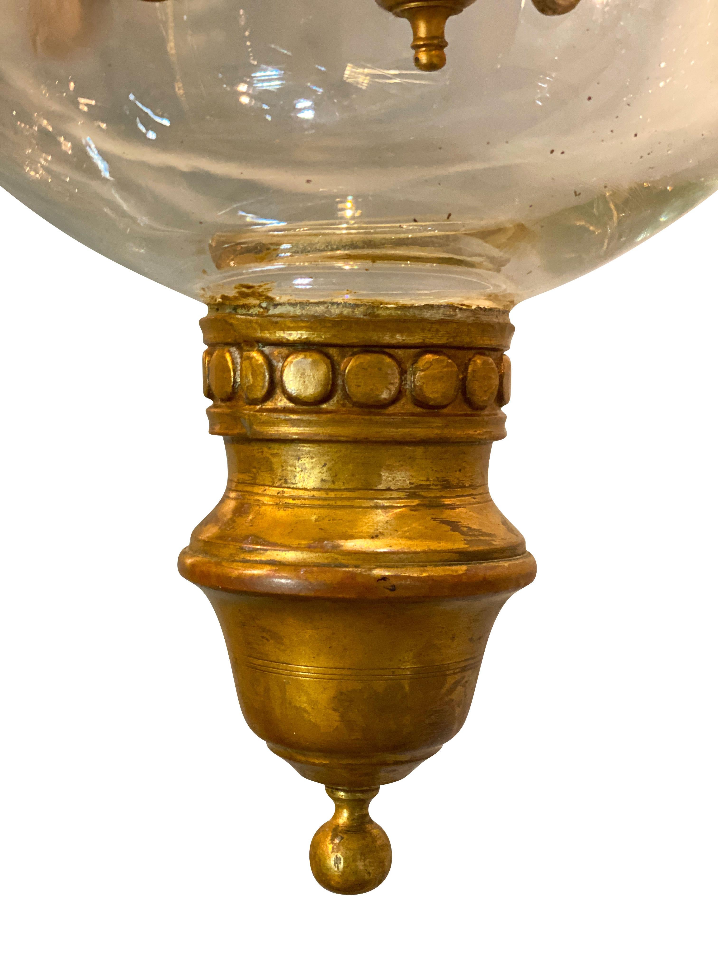 French Louis Philippe Brass Bell Form Hall Lantern For Sale