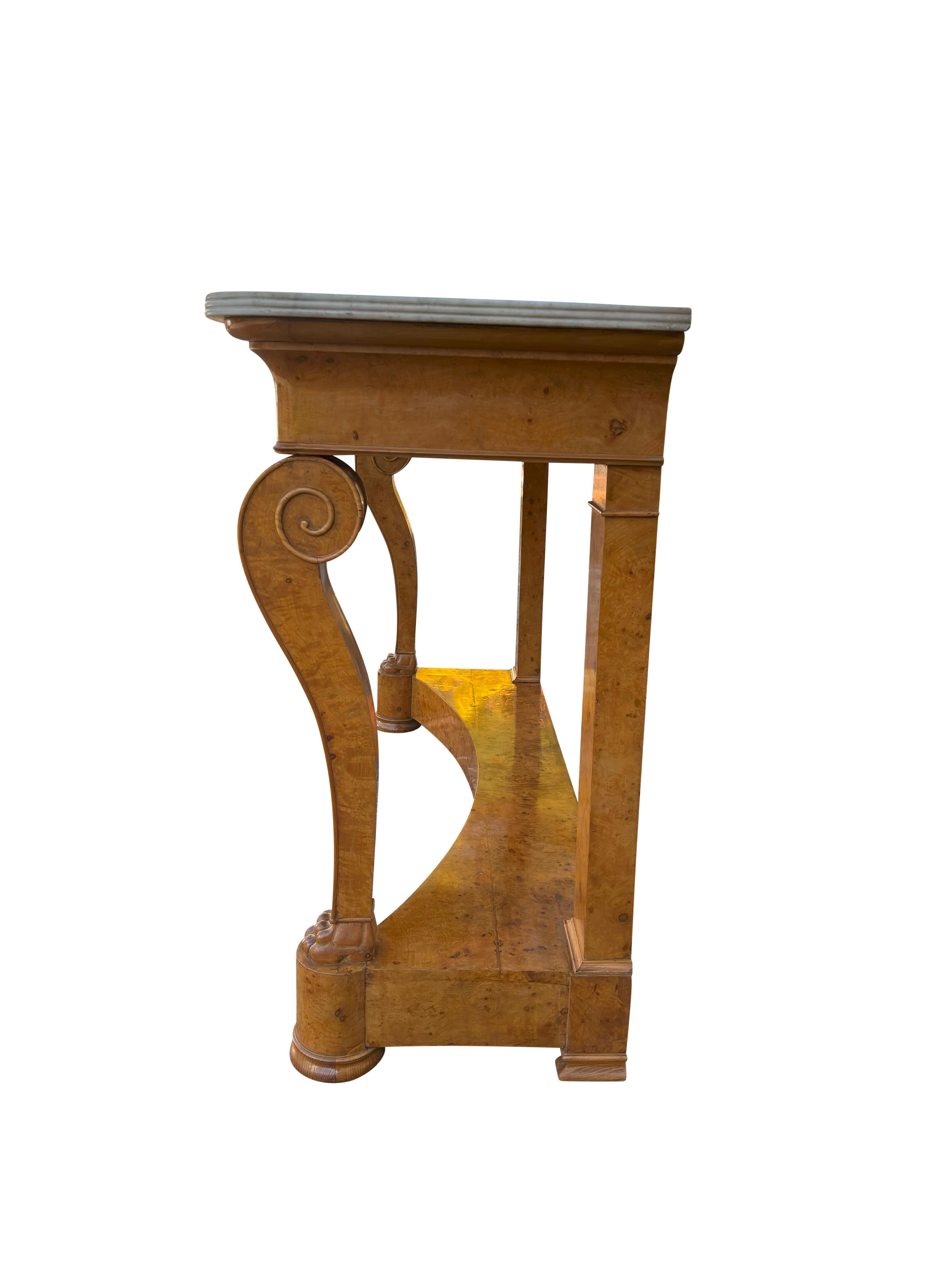 French Louis Philippe Burl Ash Console Desserte For Sale