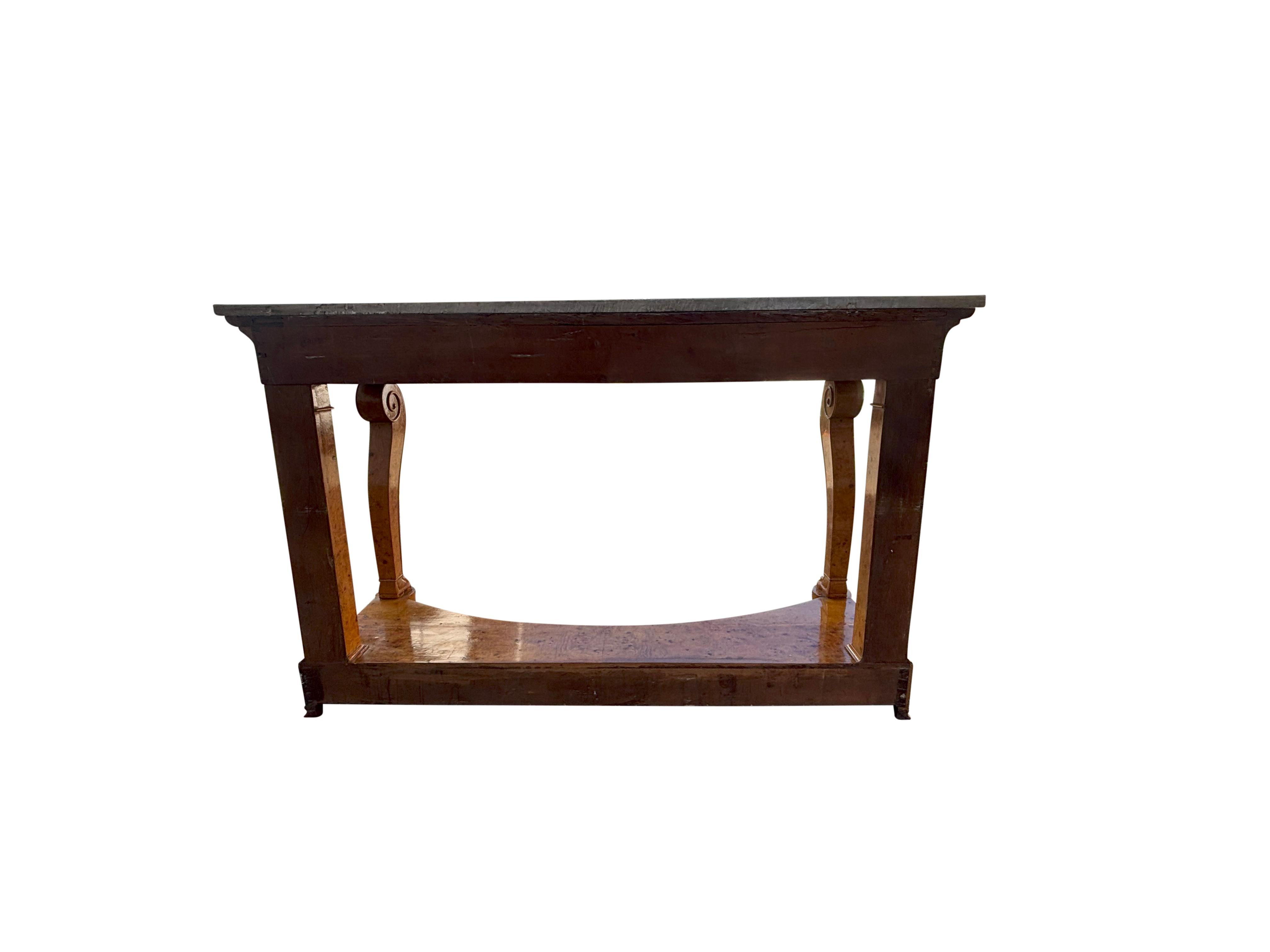 Louis Philippe Burl Ash Console Desserte In Good Condition For Sale In Essex, MA