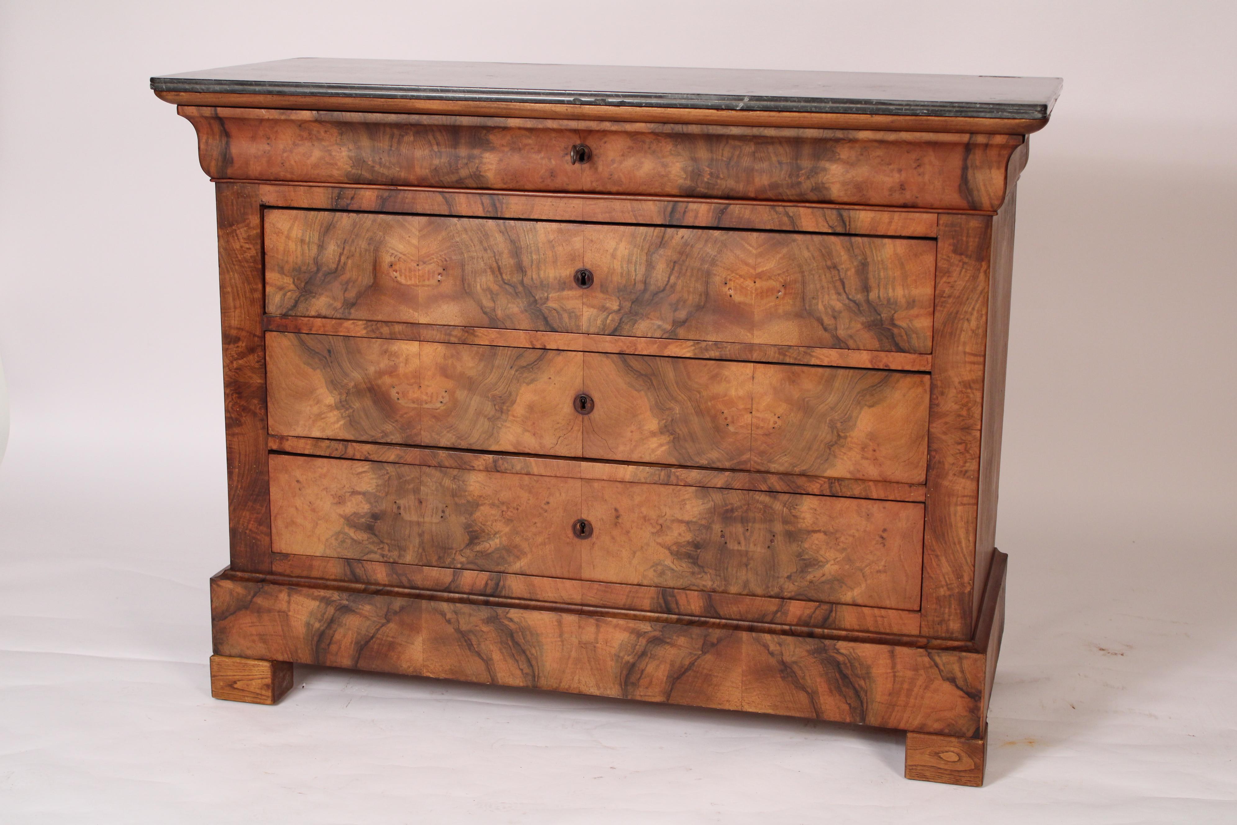 European Louis Philippe Burl Walnut Chest of Drawers For Sale