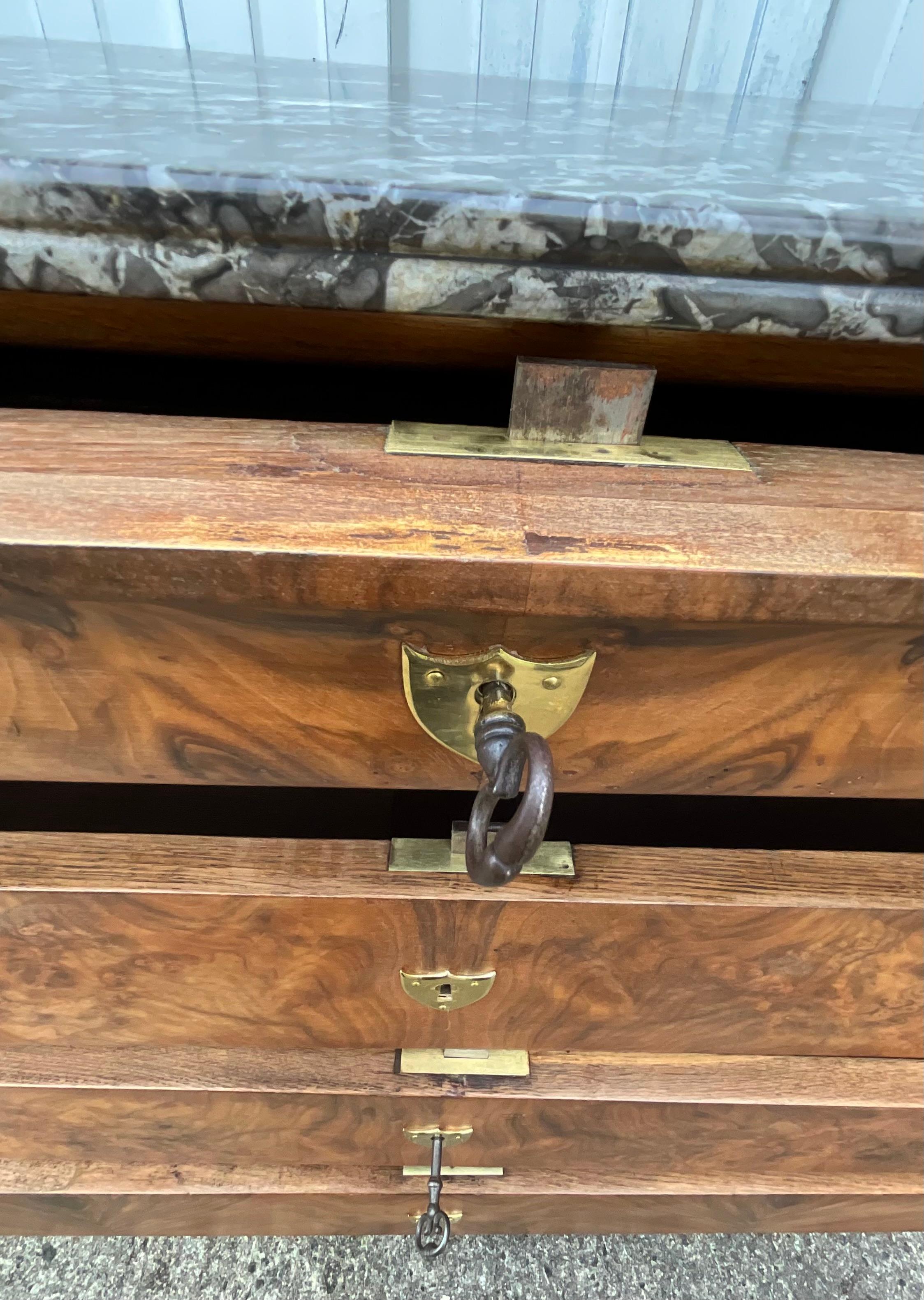 Cassettiera in radica di noce Louis Philippe - Metà del XIX secolo in vendita 1