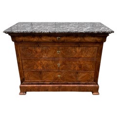 Cómoda Louis Philippe de Nogal Burl - Mediados del Siglo XIX