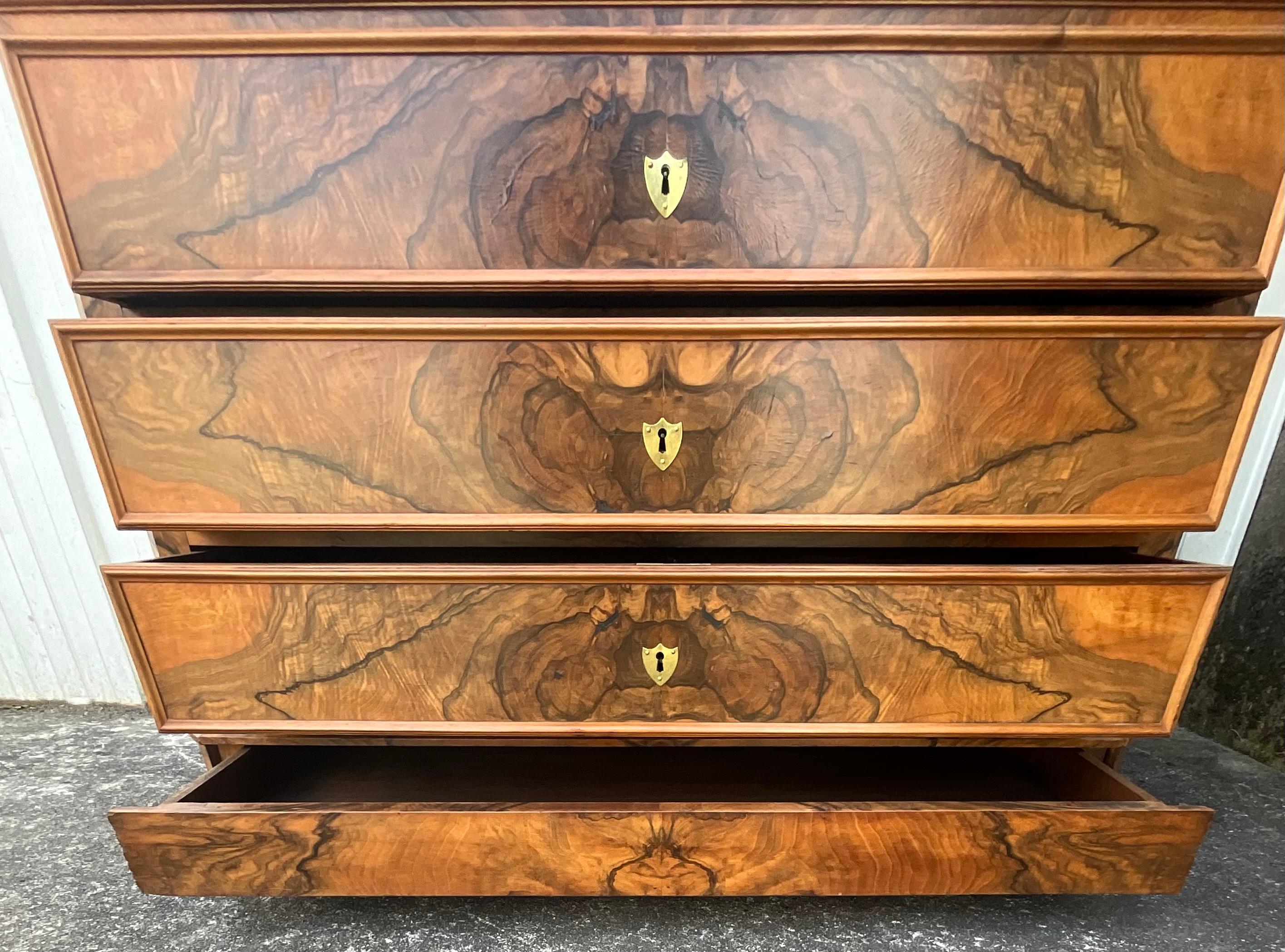 Commode in radica di noce Louis Philippe Fine 19° secolo in vendita 11