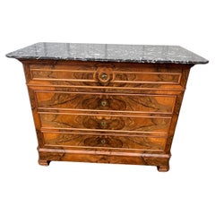 Antique Louis Philippe Burl Walnut Commode Late 19th