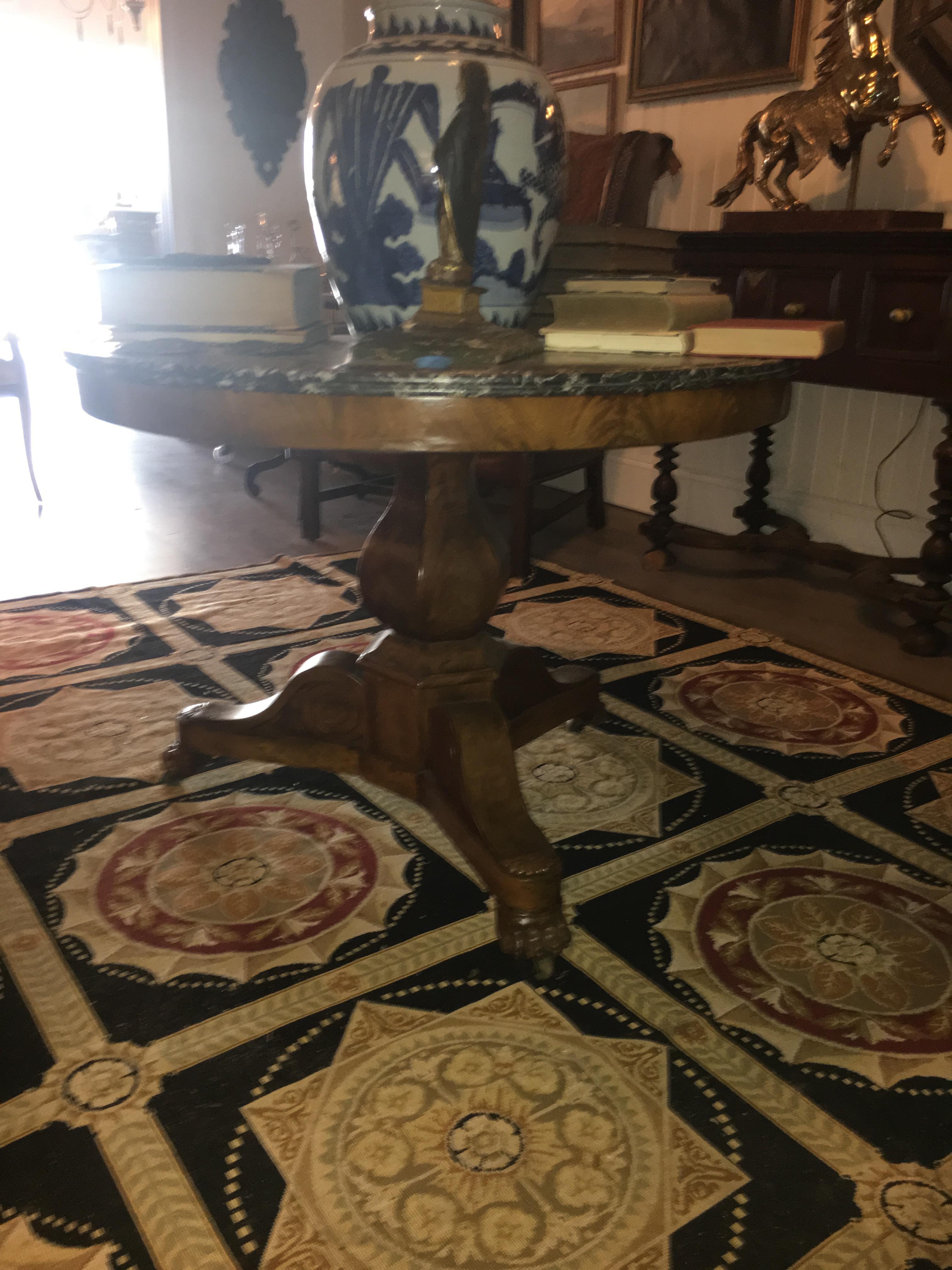 Marble Louis Philippe Burl Wood Centre Table