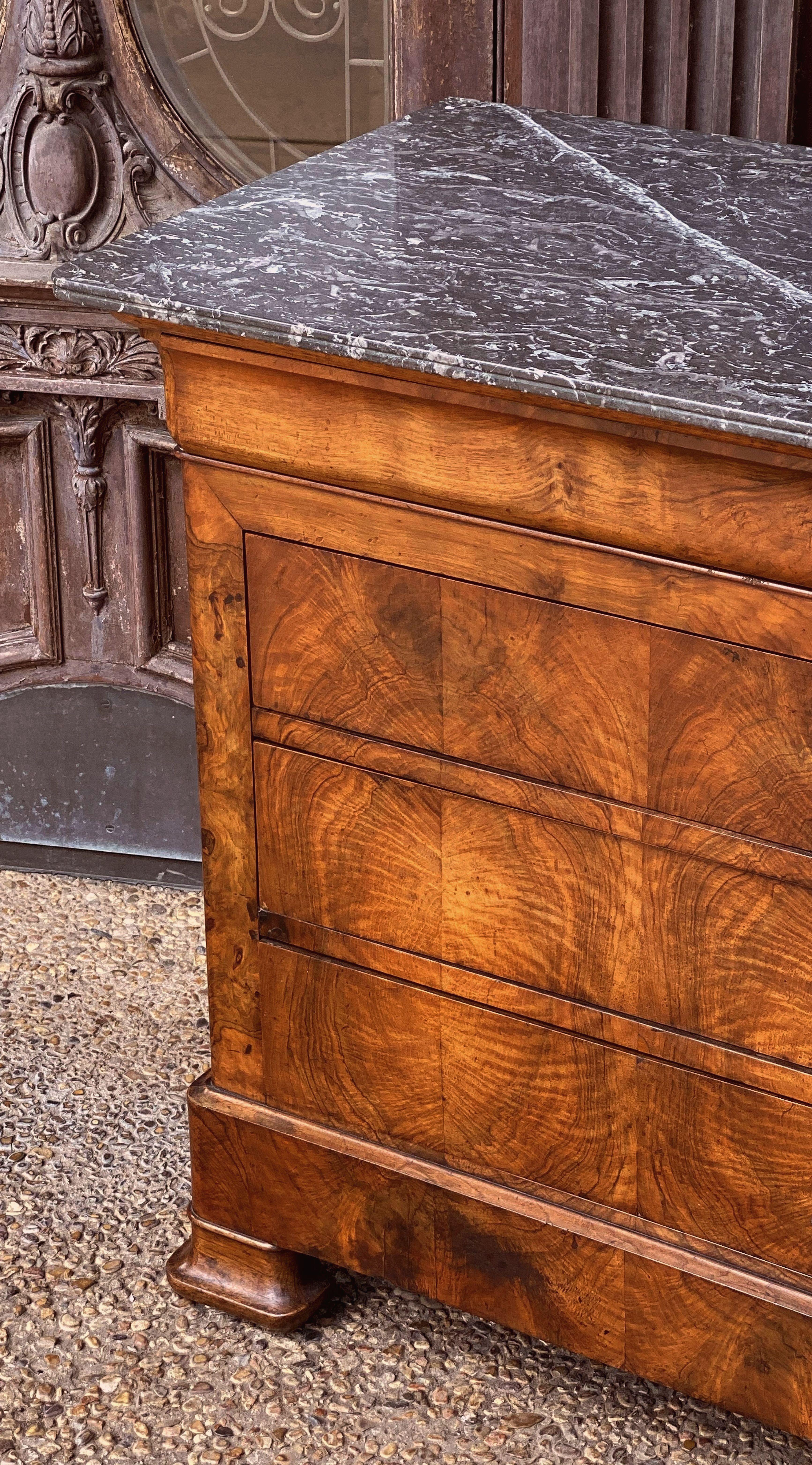 Louis Philippe Burr Walnut Chest or Commode with Marble Top 4