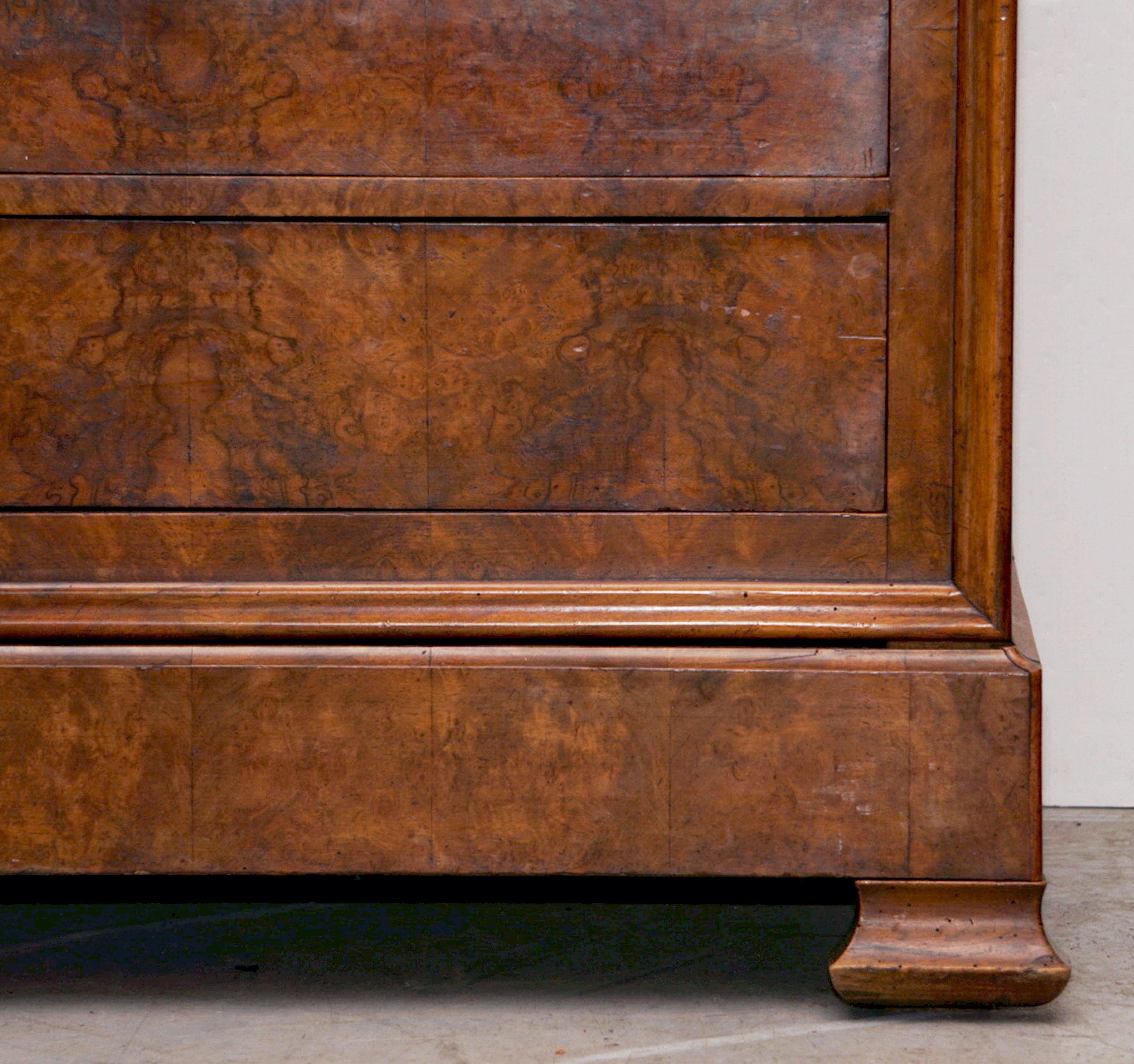 Louis Philippe Burr Walnut Chest or Commode with Marble Top 6
