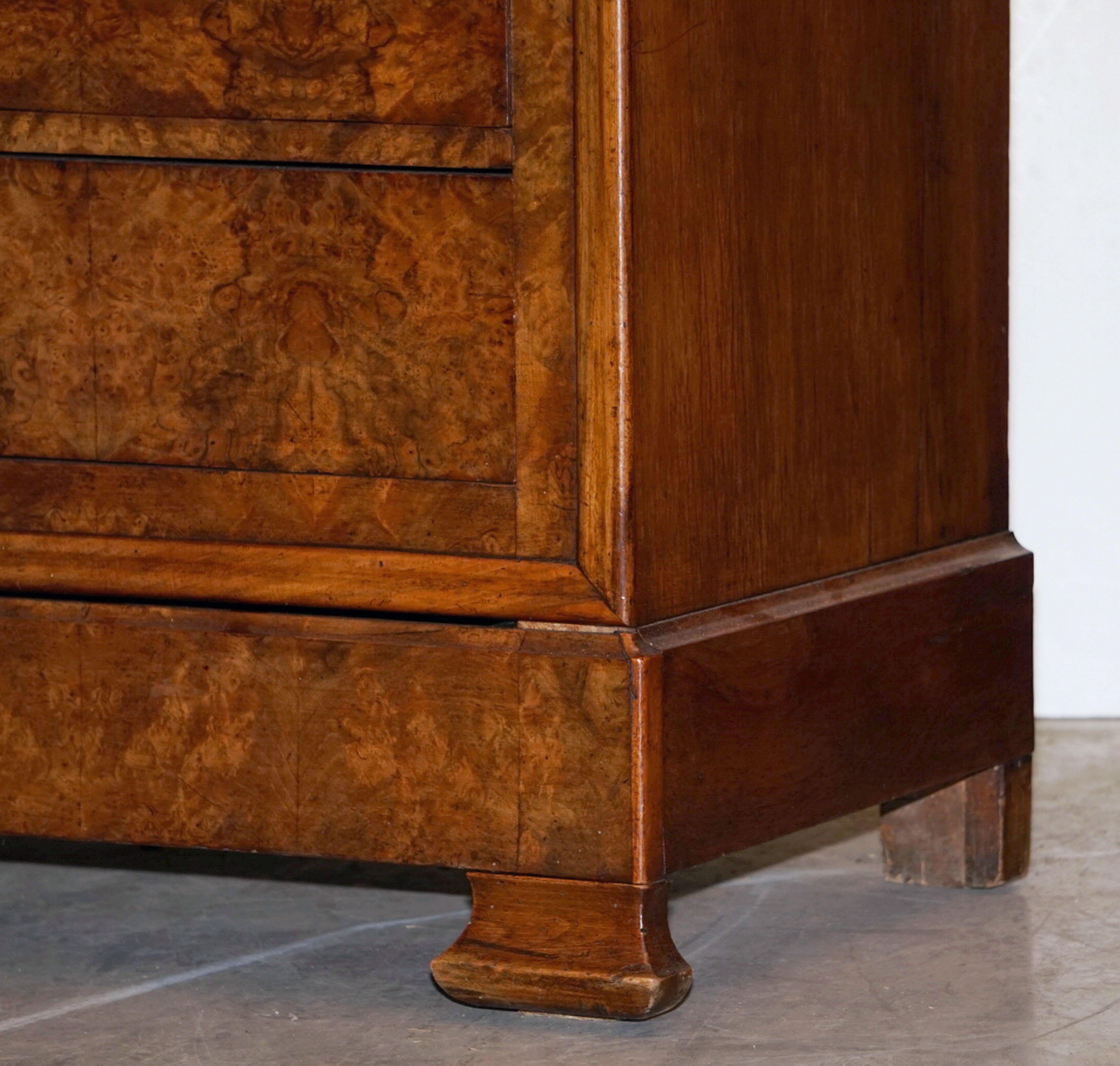 Louis Philippe Burr Walnut Chest or Commode with Marble Top 7