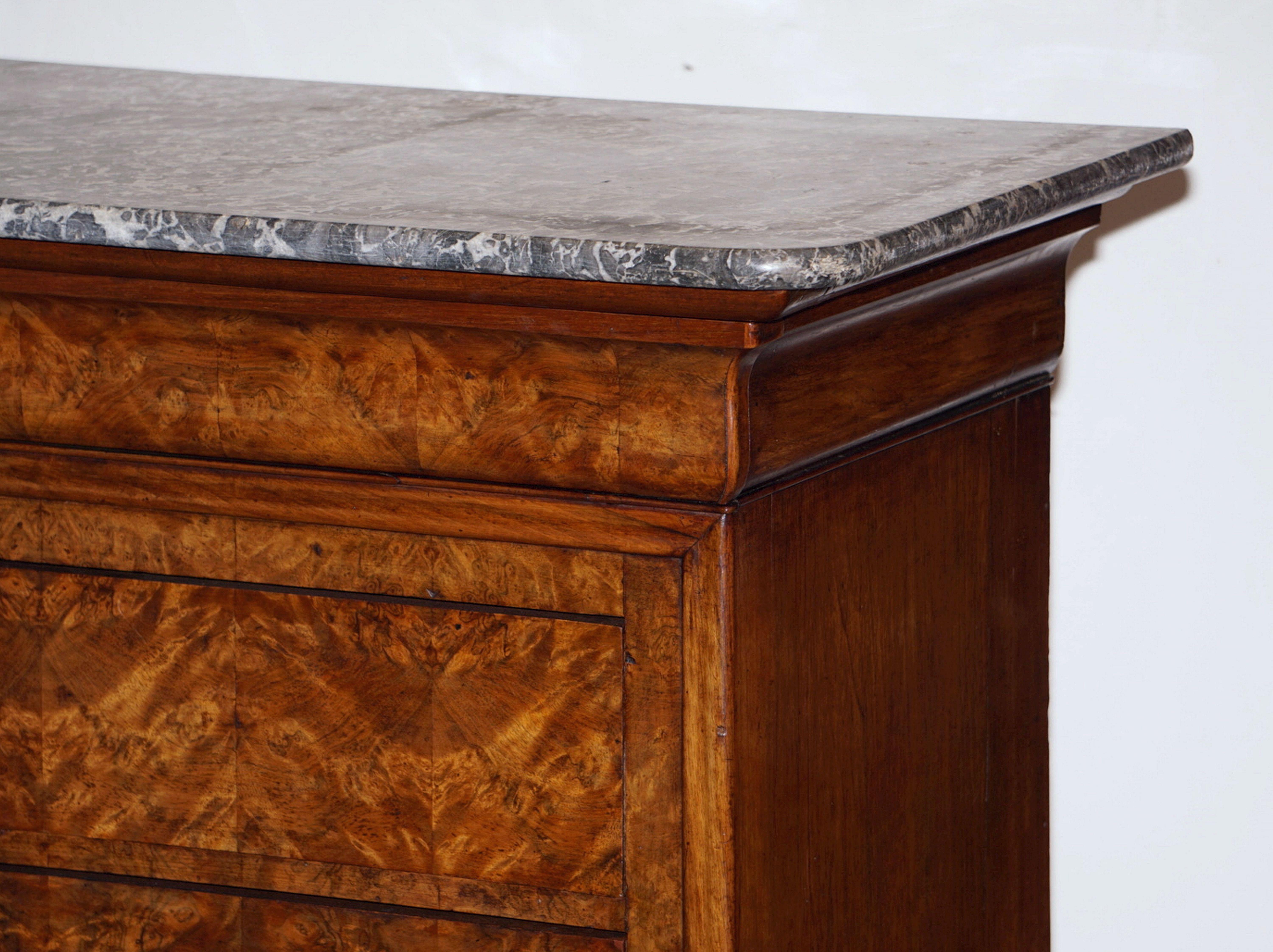 Louis Philippe Burr Walnut Chest or Commode with Marble Top 8
