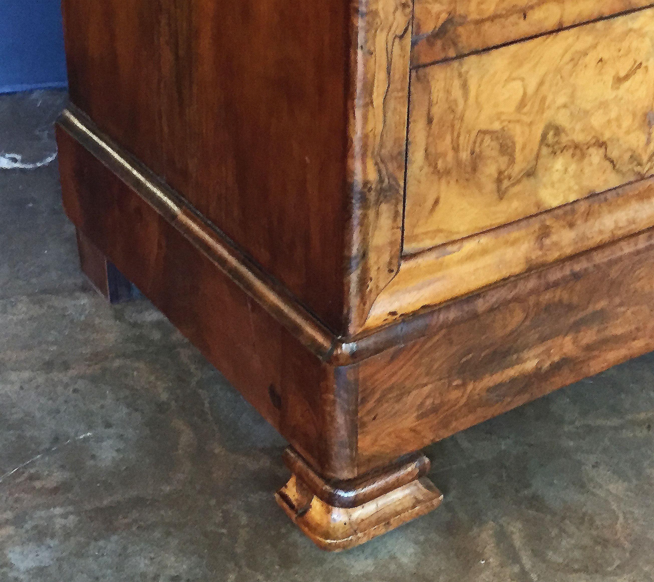 Louis Philippe Burr Walnut Chest or Commode with Marble Top 2