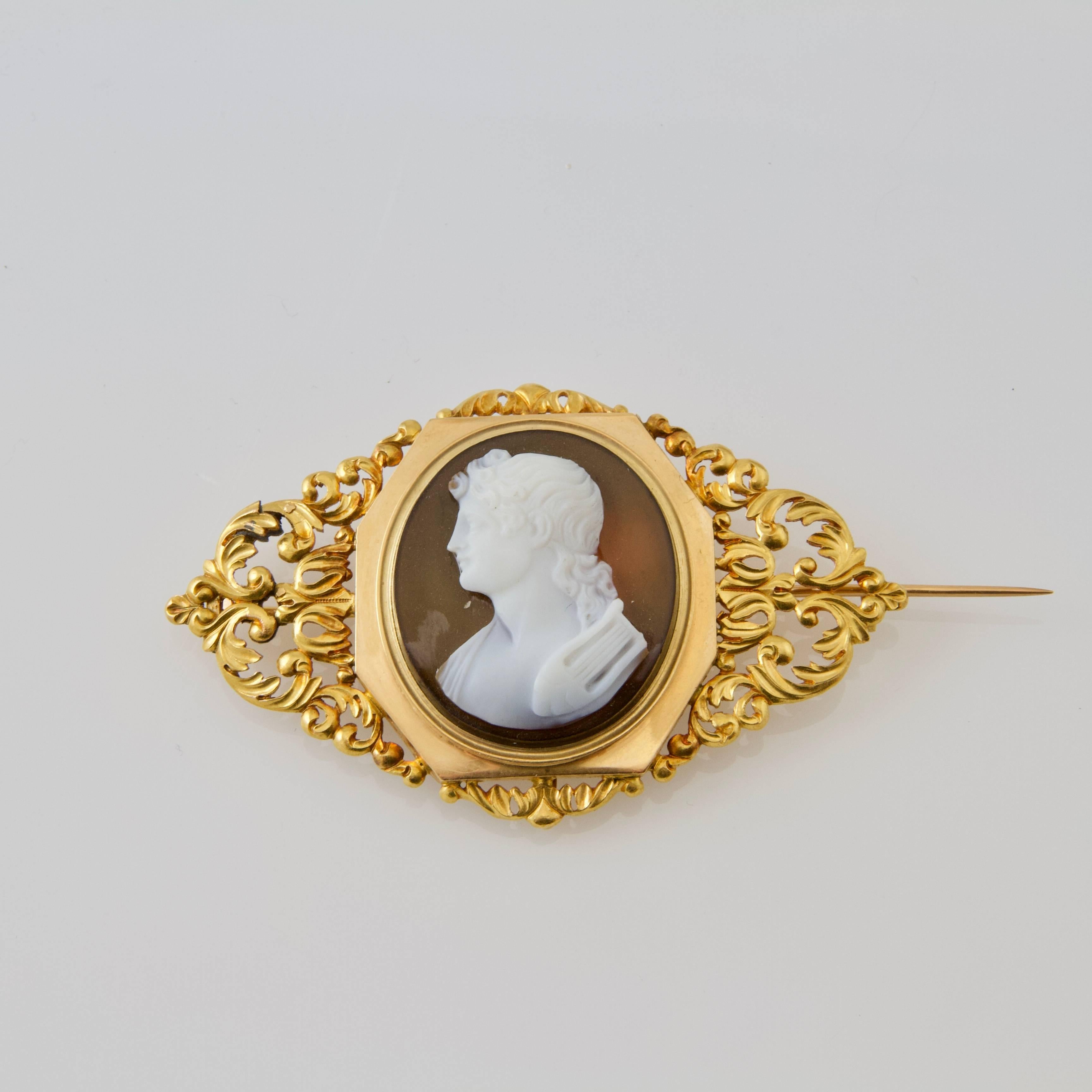 French King Louis-Philippe Era Mythology Cameo Gold Parure Original Fitted Case For Sale 1