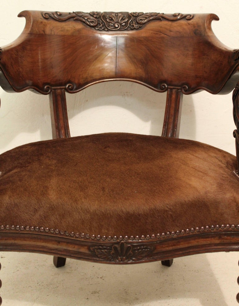 Louis Philippe Carved Walnut Desk Chair, French, circa 1845 For Sale at 1stdibs