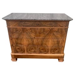 Louis-philippe Chest Of Drawers In Burl Walnut, Late 19th Century