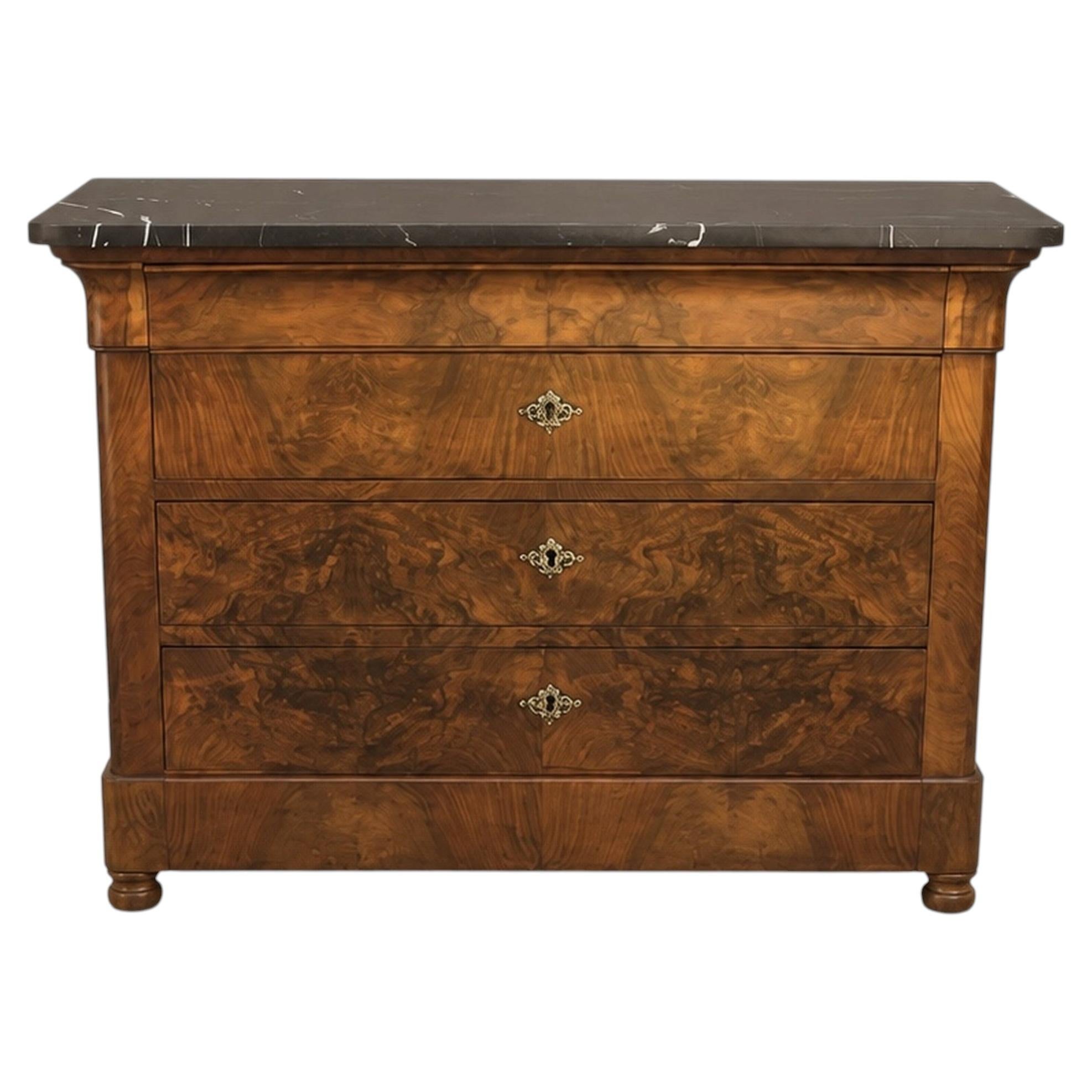 Louis-Philippe Chest of Drawers, Burl Walnut, Mid-19th Century, France