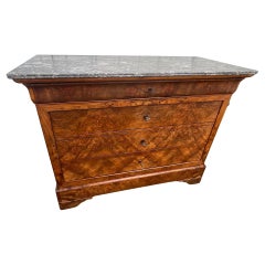 Louis-philippe Chest Of Drawers In Burr Walnut, Saint-anne Marble, Mid-19th Cent