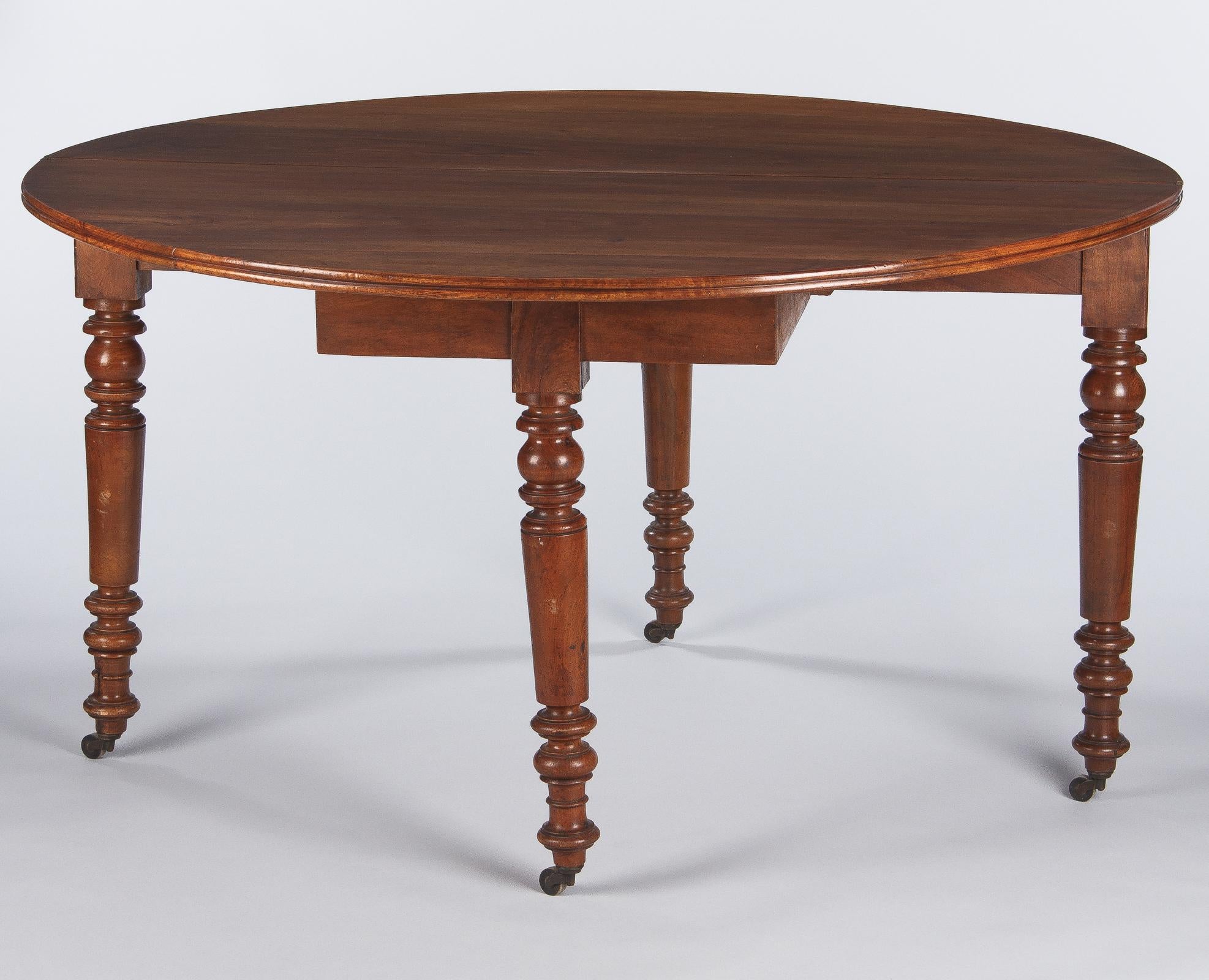 Louis Philippe Demilune Walnut Table, France, 1830s 5