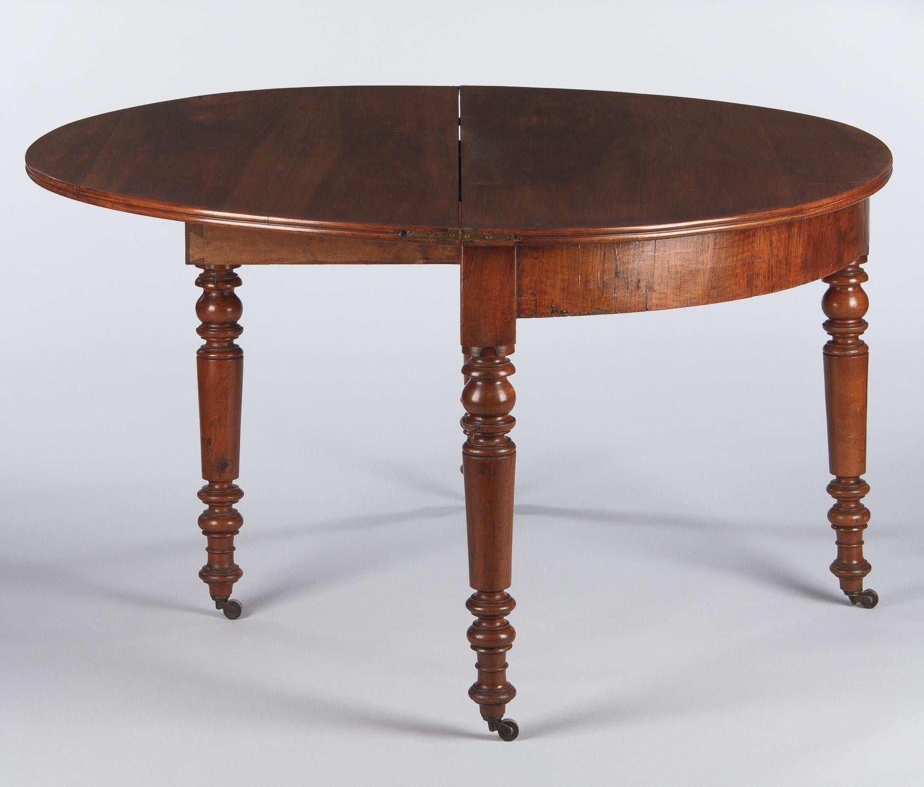 Louis Philippe Demilune Walnut Table, France, 1830s 6