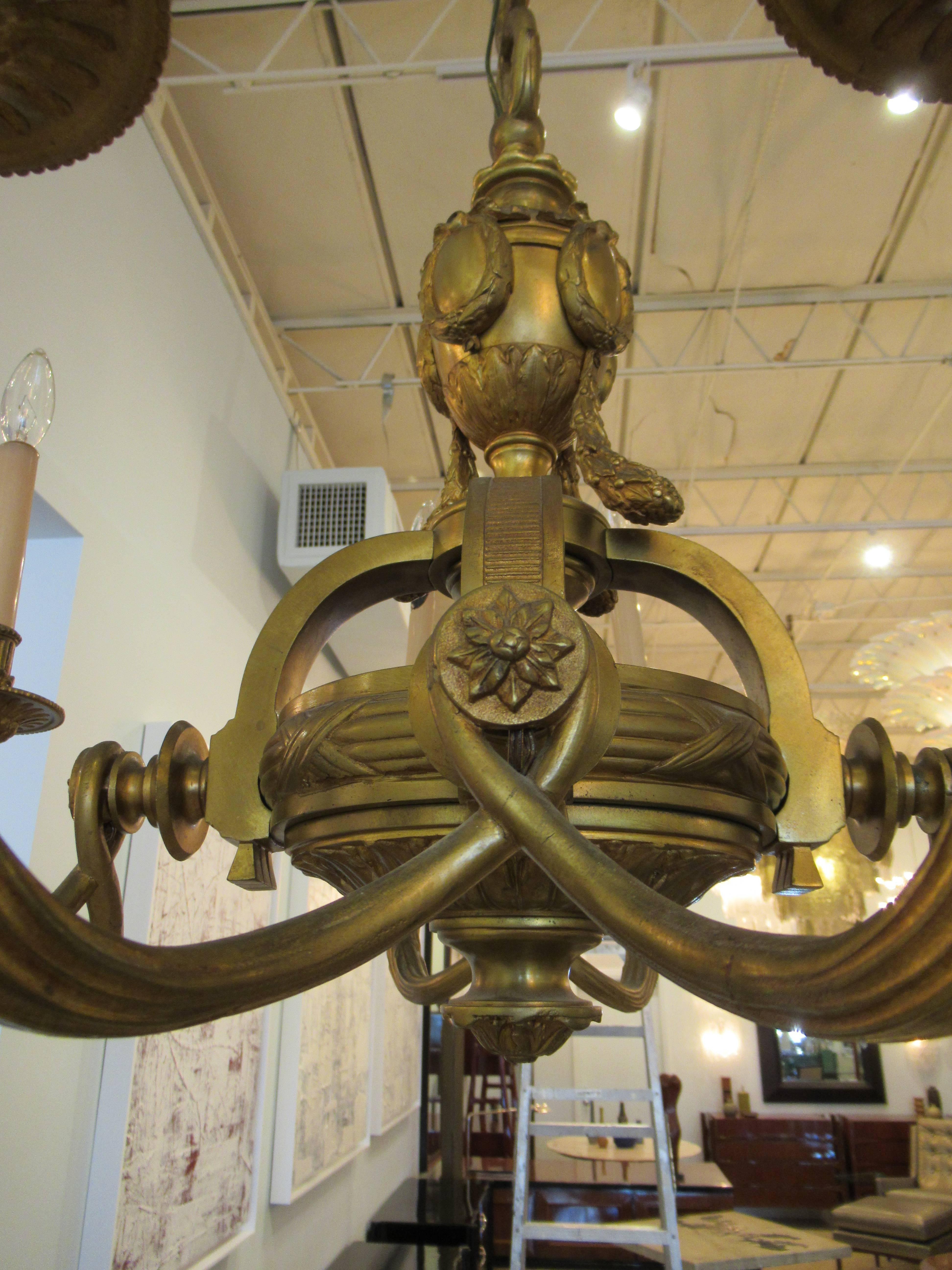 French Louis Philippe, Doré Bronze, Eight-Arm Chandelier, 19th Century For Sale