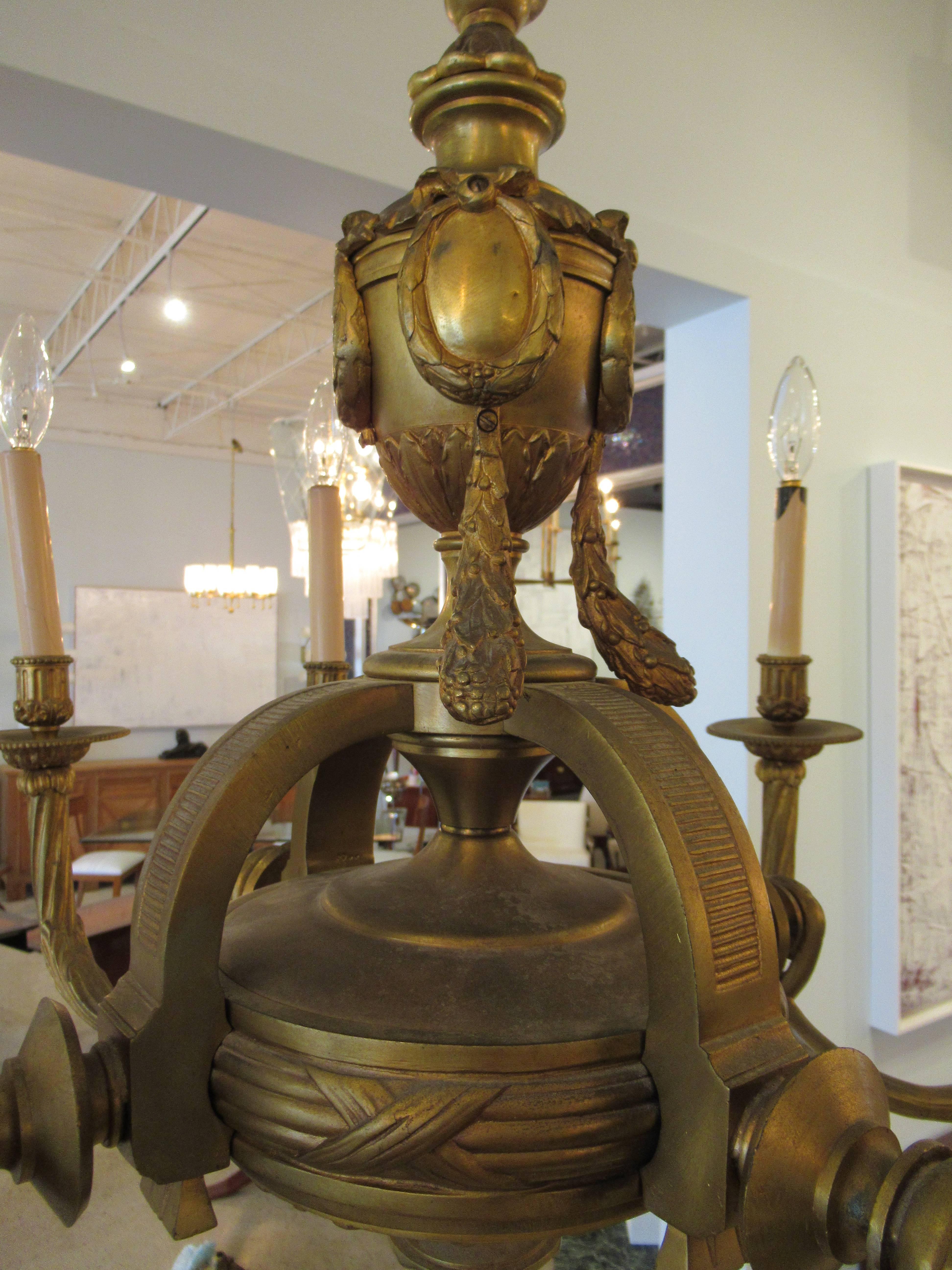 Louis Philippe, Doré Bronze, Eight-Arm Chandelier, 19th Century In Excellent Condition For Sale In Hollywood, FL
