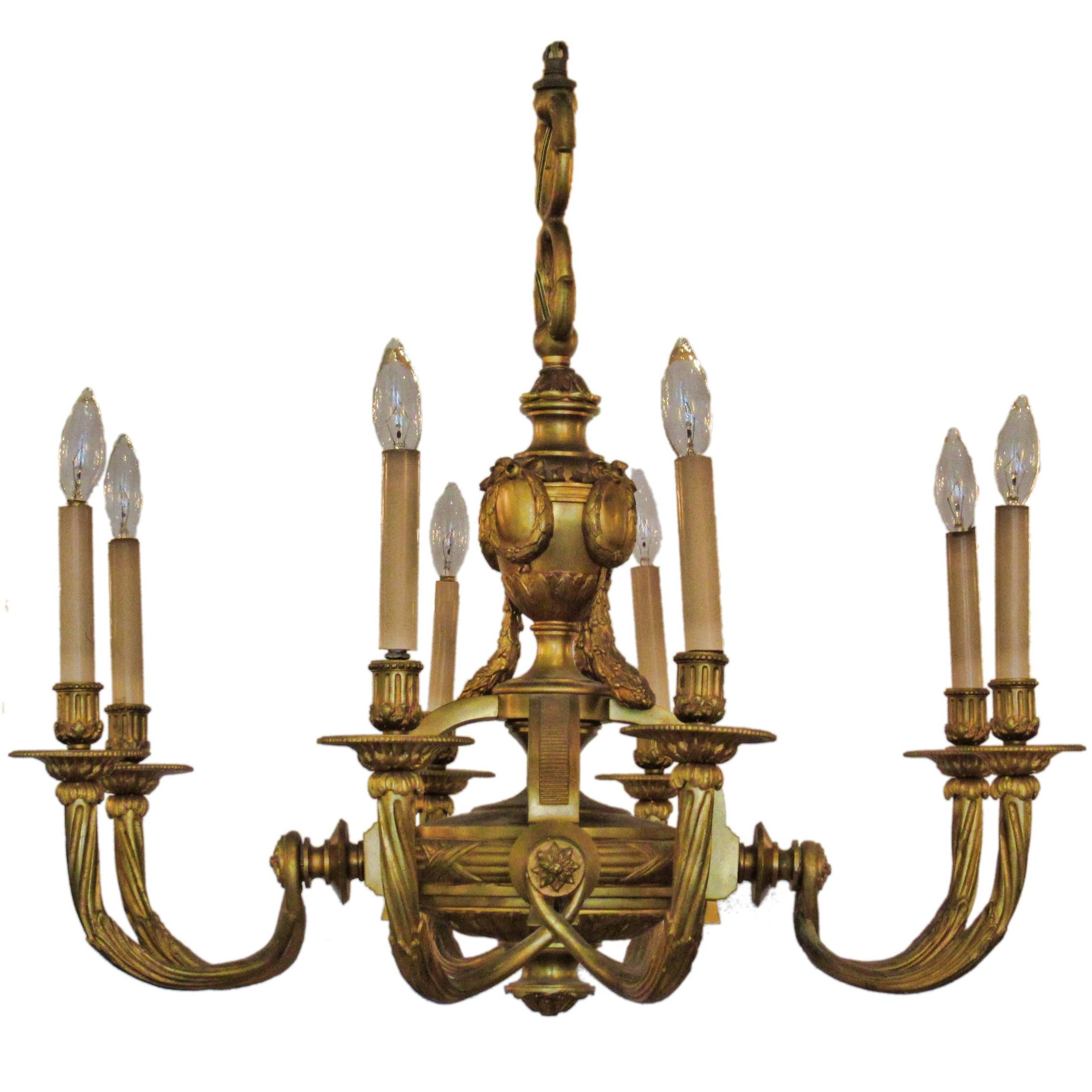 Louis Philippe, Doré Bronze, Eight-Arm Chandelier, 19th Century For Sale