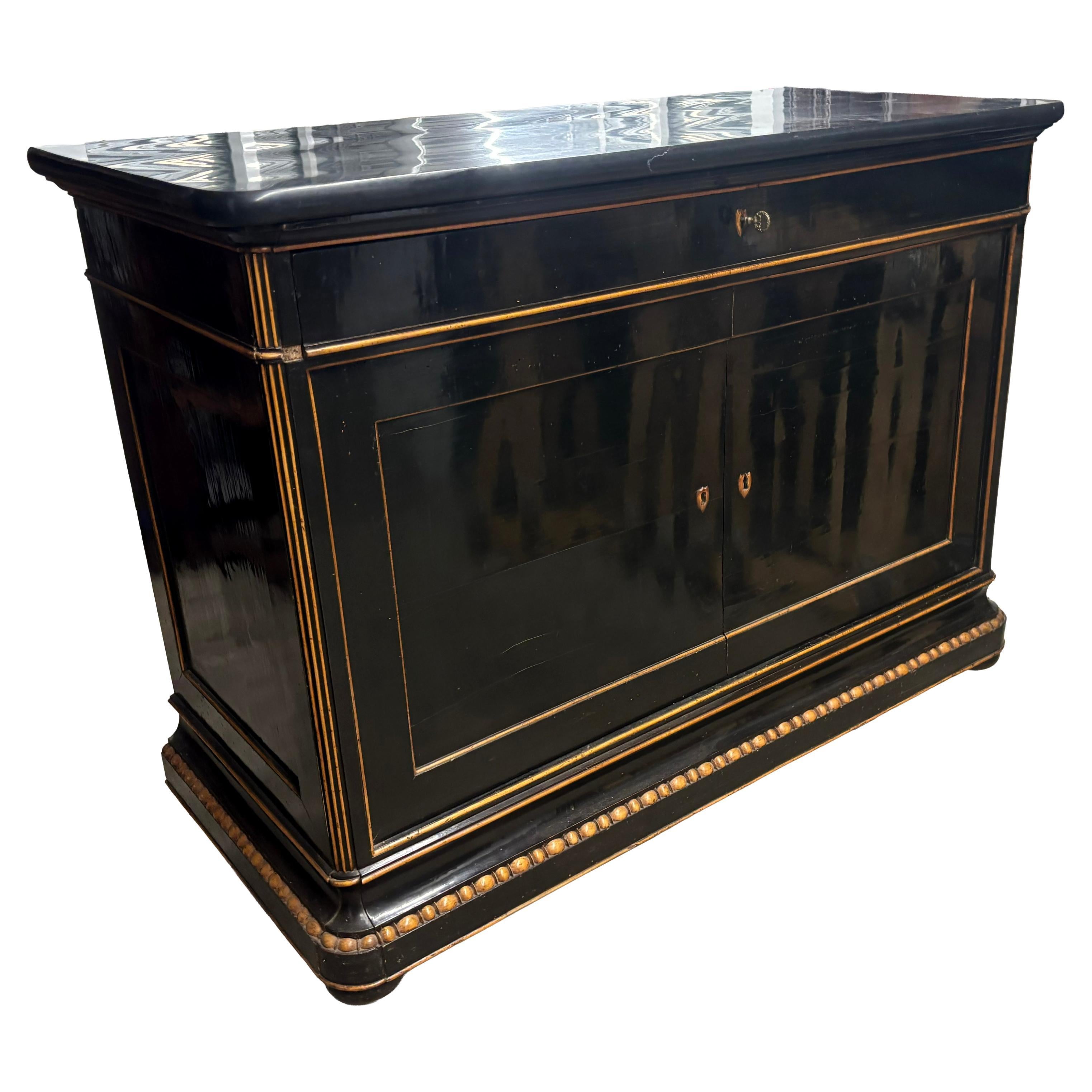 Louis Philippe Ebonized And Maple Commode For Sale