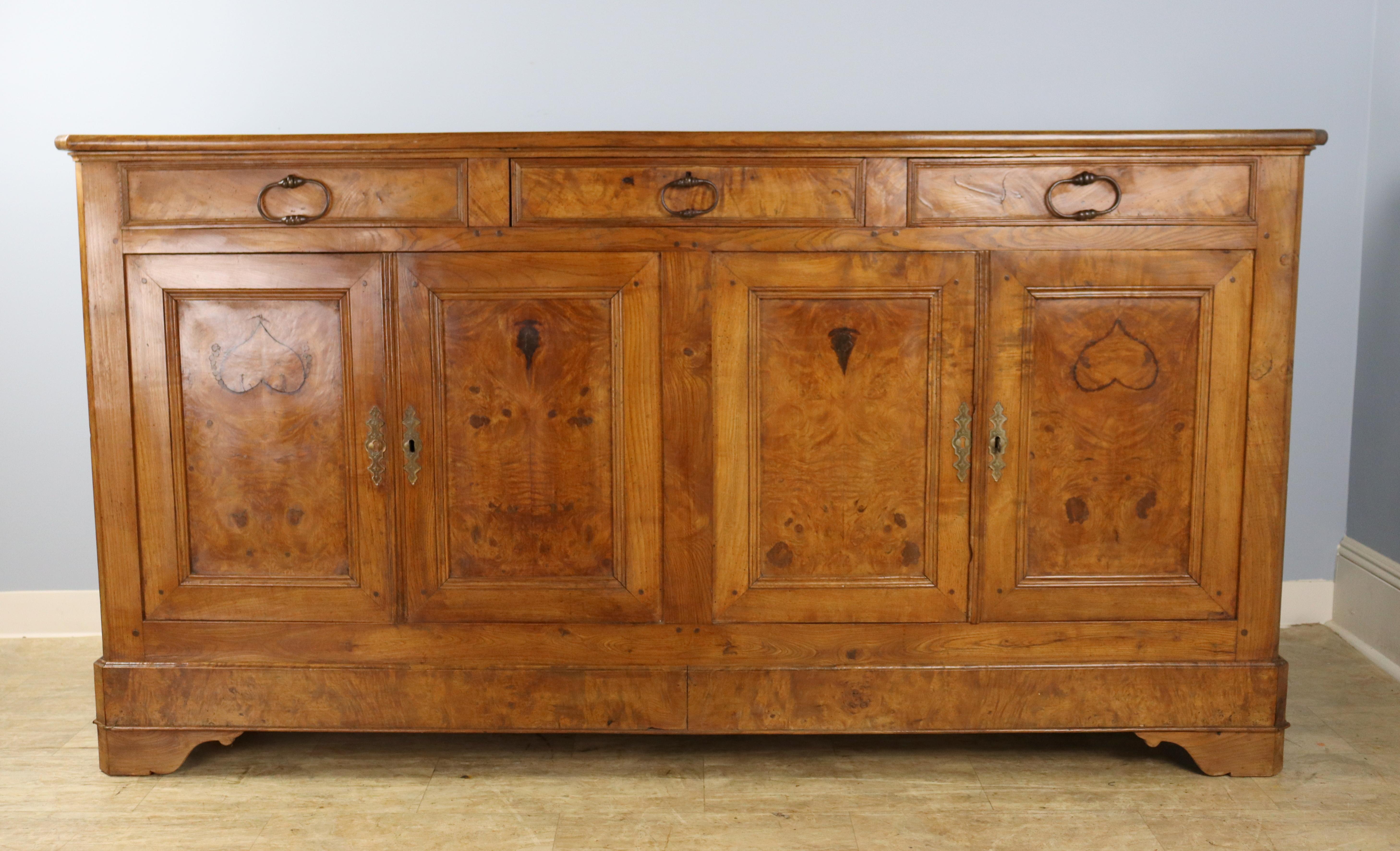 French Louis Philippe Elm Burl Four Door Enfilade For Sale