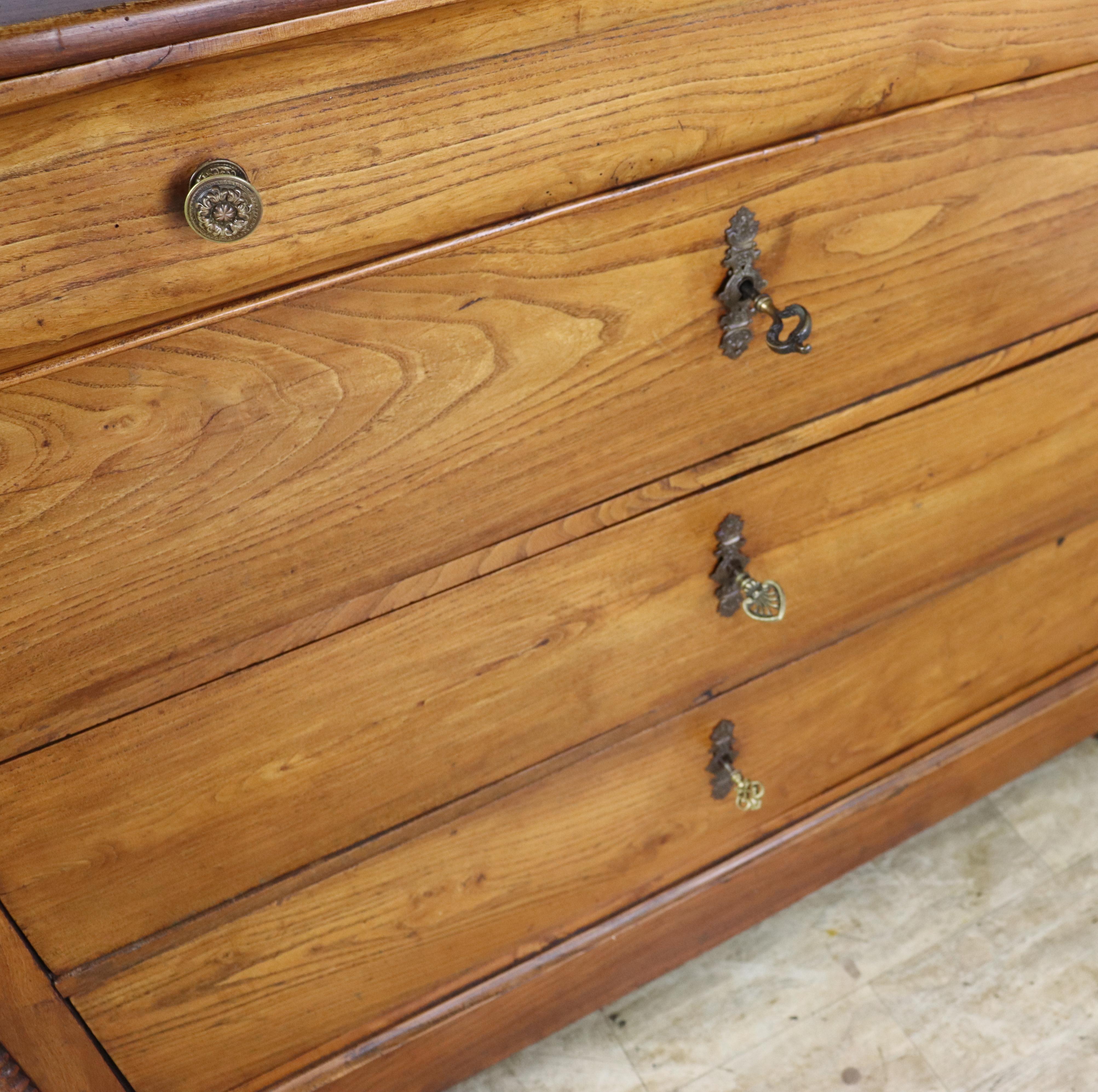 Louis Philippe Elm Commode with Bobbin Turned Columns 7