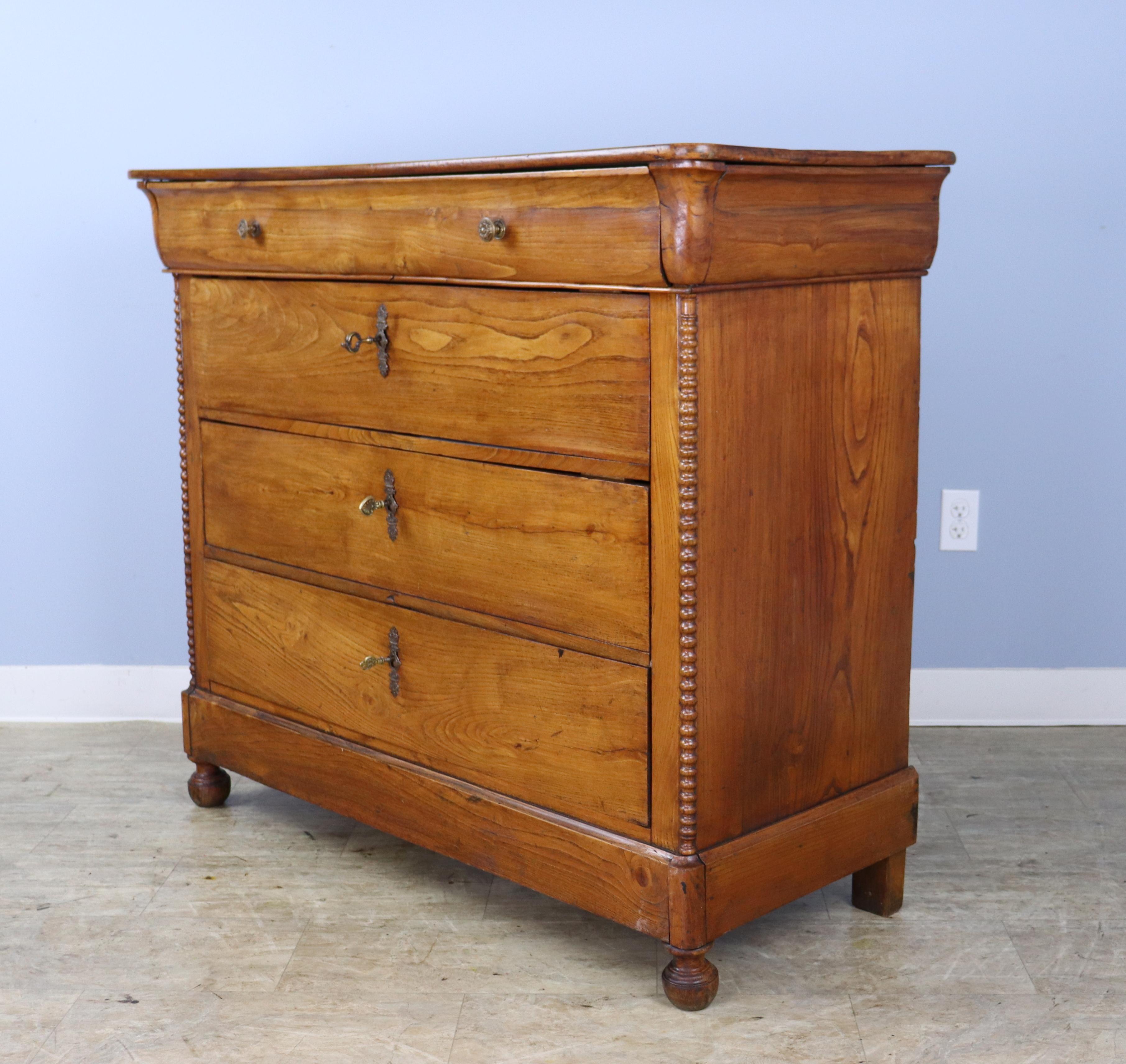 Louis Philippe Elm Commode with Bobbin Turned Columns In Good Condition In Port Chester, NY