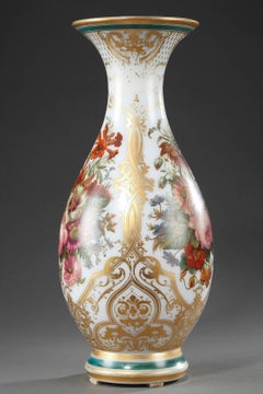 Louis-Philippe Enameled Opaline Crystal Vase, 19th Century