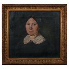 Antique Louis Philippe-Era Oil on Canvas Portrait of a Woman