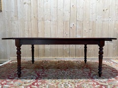 Louis Philippe Farmhouse Table with Drop Leaves in Solid Mahogany, 19th Century
