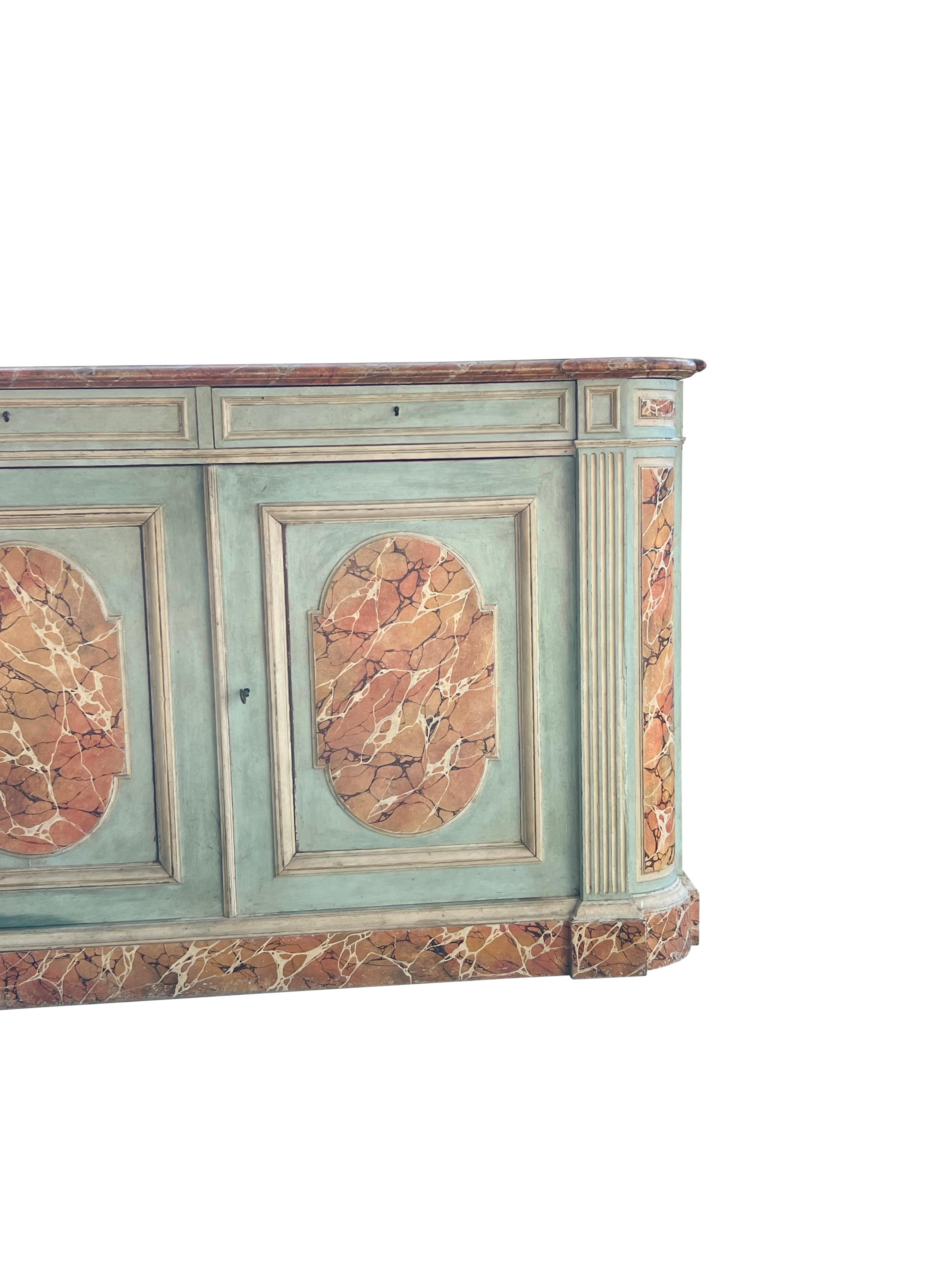 Louis Philippe Faux Marble Cabinet For Sale 3