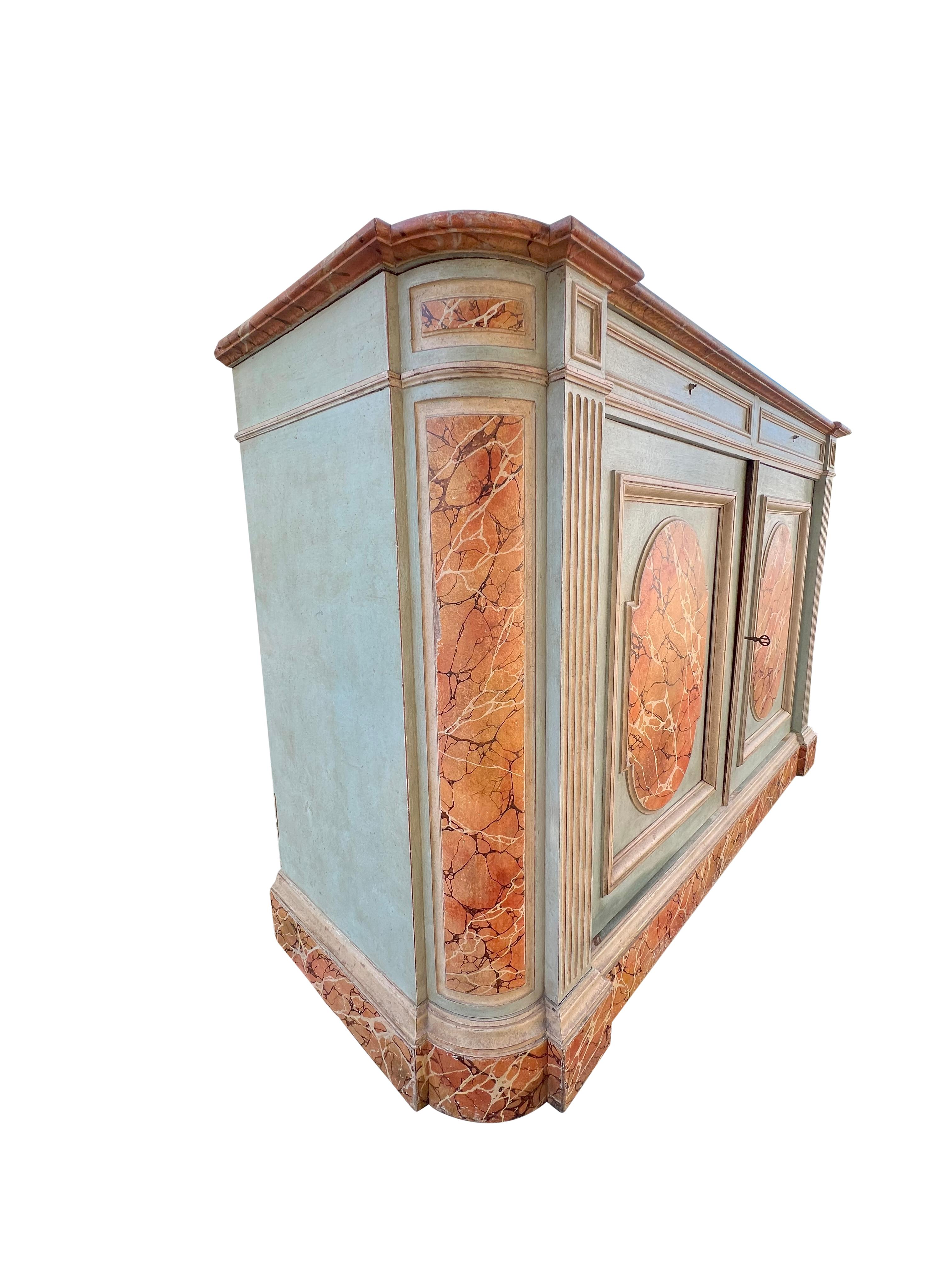 Louis Philippe Faux Marble Cabinet For Sale 5