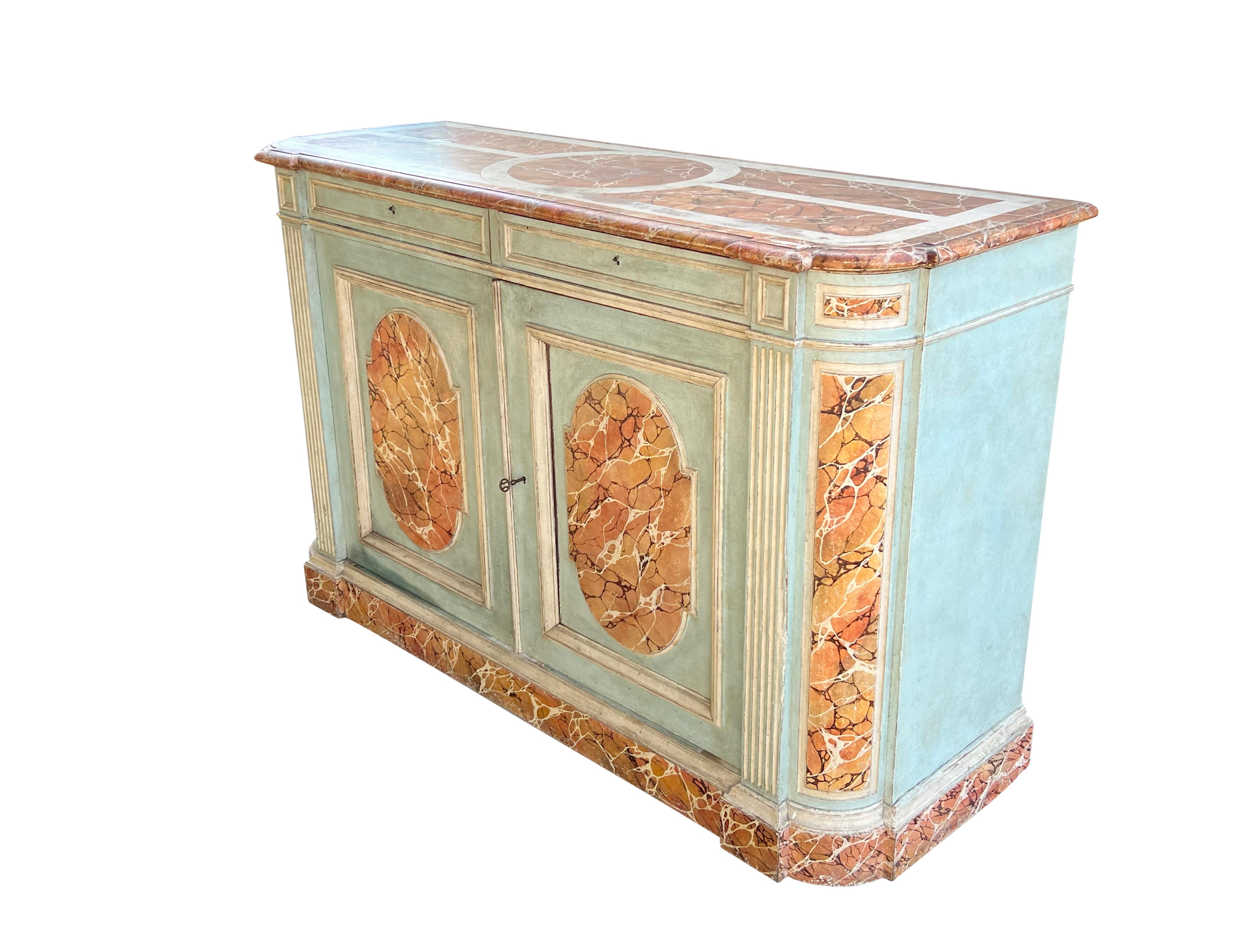 French Louis Philippe Faux Marble Cabinet For Sale
