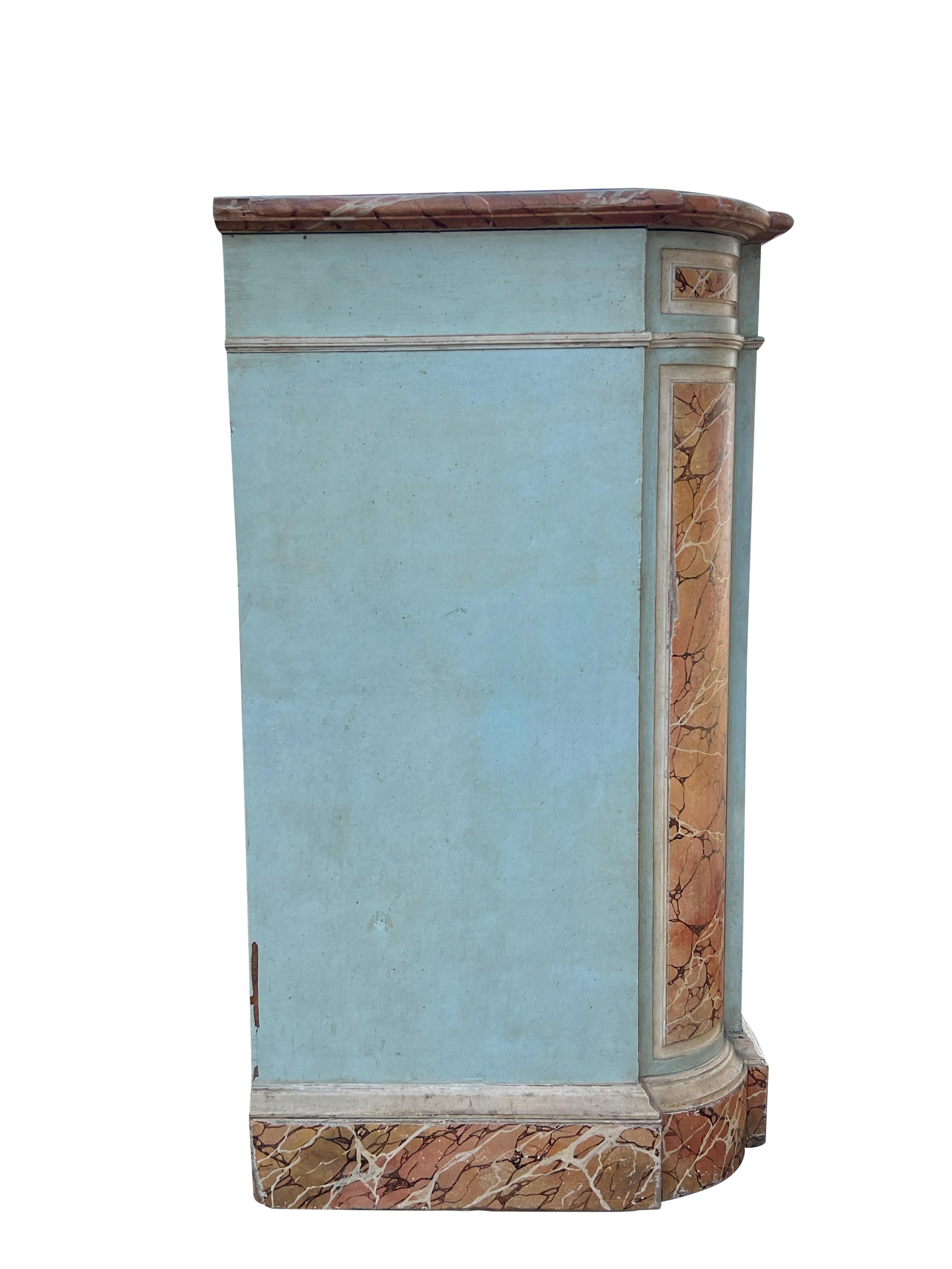 Louis Philippe Faux Marble Cabinet In Good Condition For Sale In Essex, MA