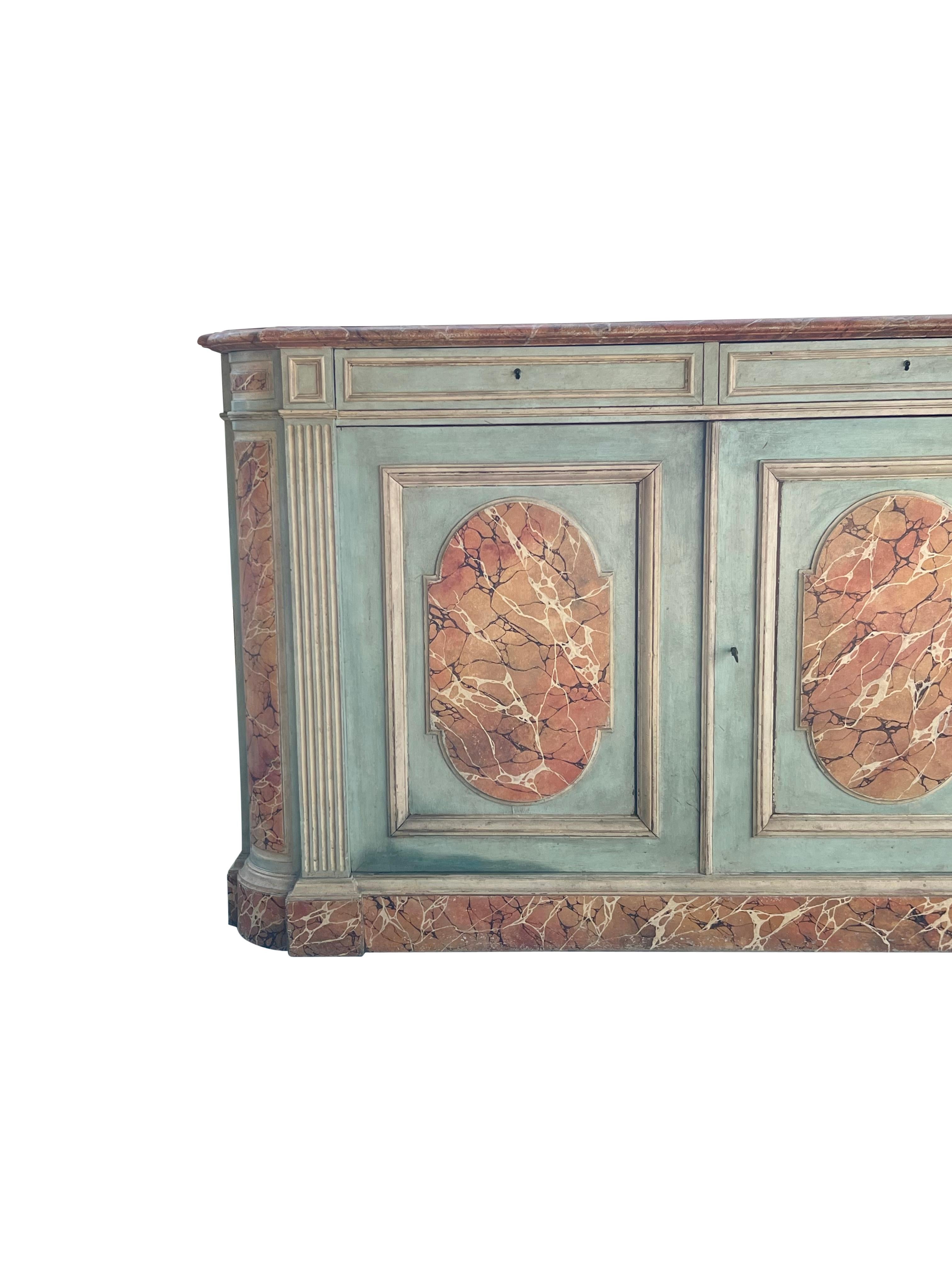 Louis Philippe Faux Marble Cabinet For Sale 2