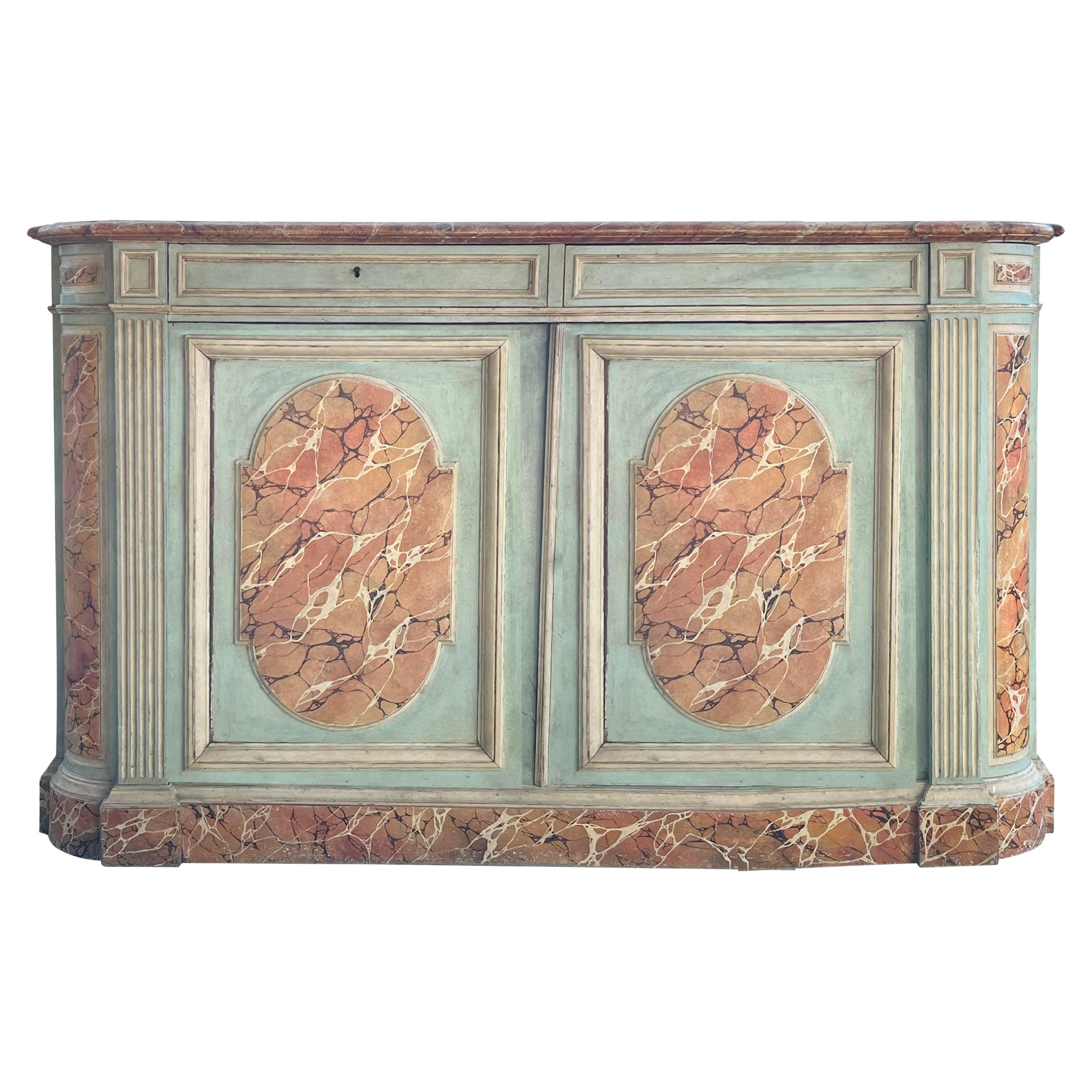 Louis Philippe Faux Marble Cabinet For Sale