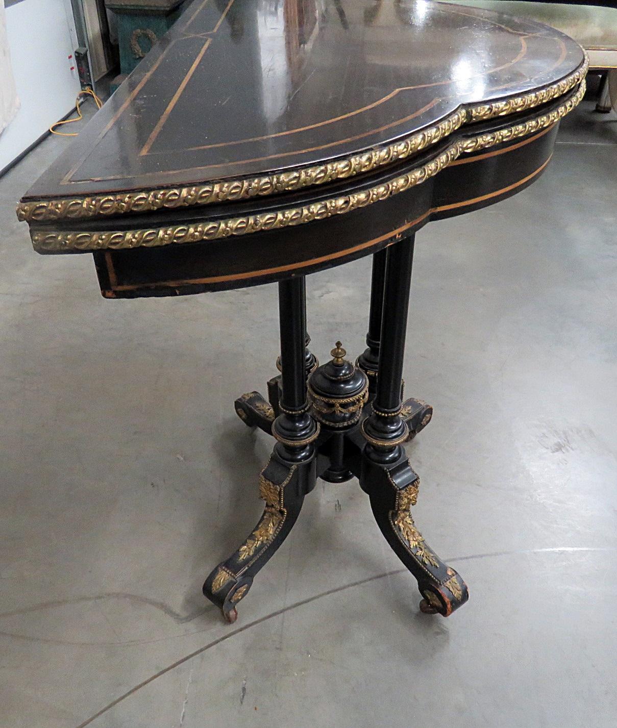 Ebonized Louis Philippe Flip Top Card Games Table With Sevres Plaque 1
