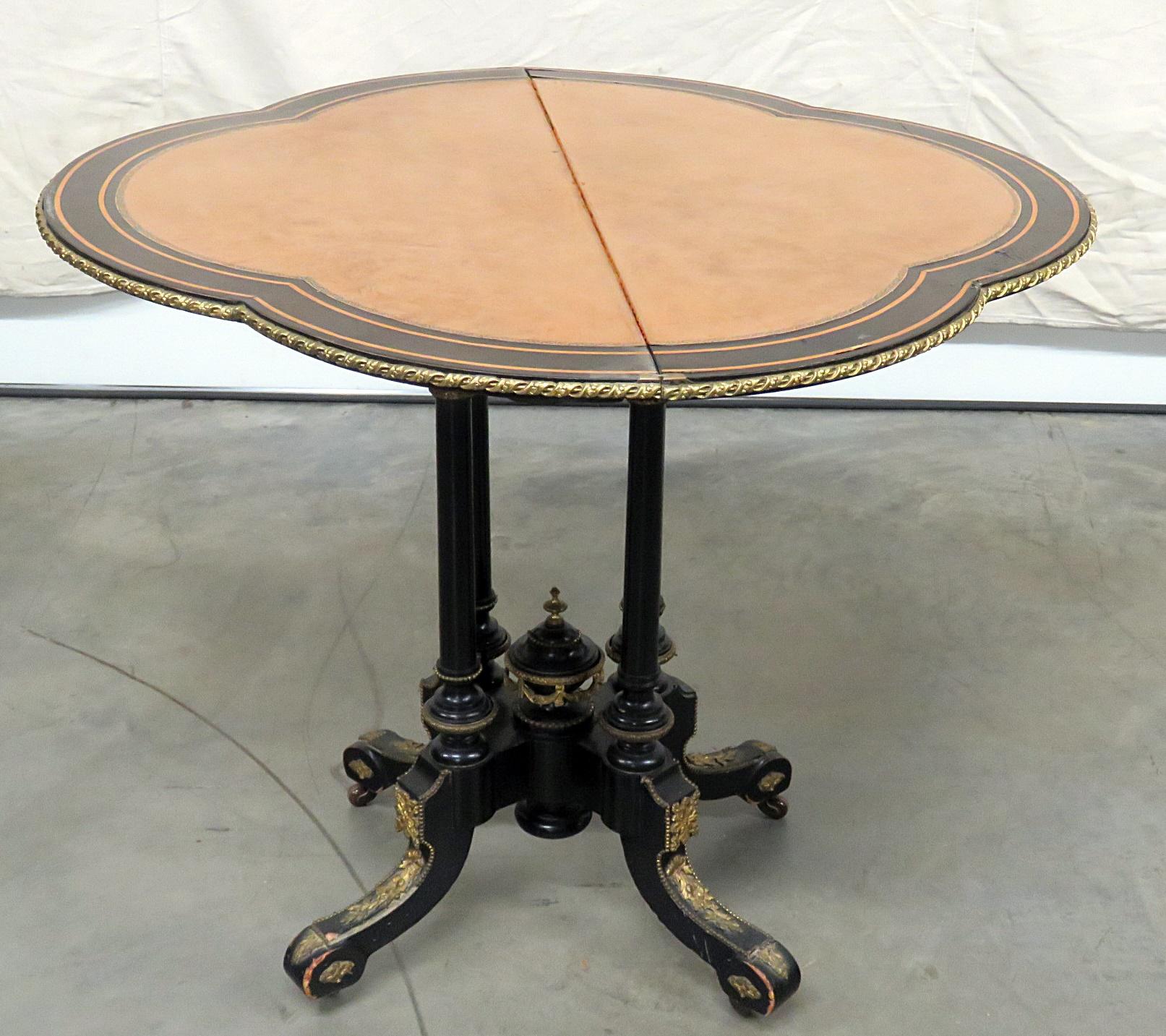 Ebonized Louis Philippe Flip Top Card Games Table With Sevres Plaque 2