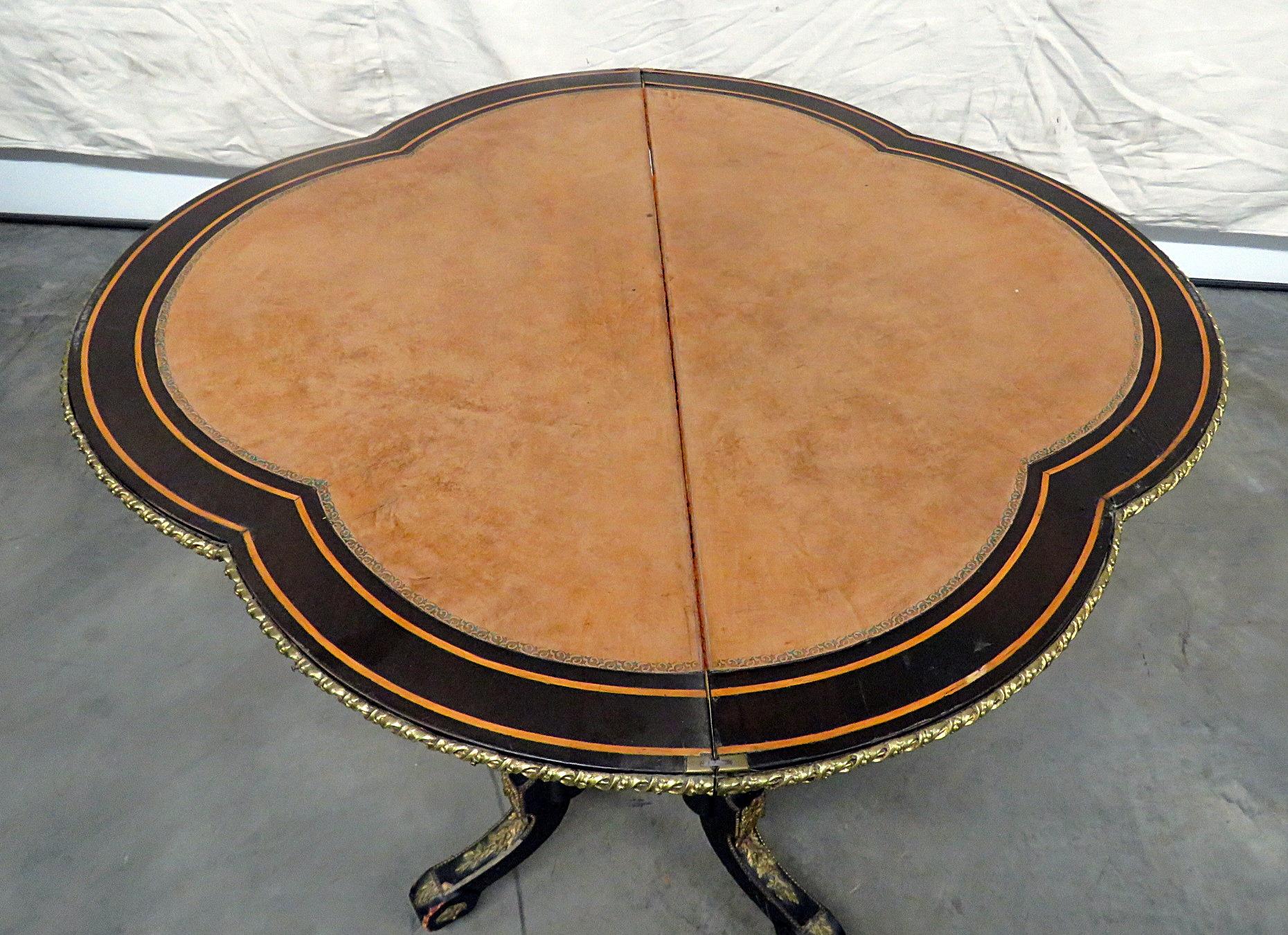 Ebonized Louis Philippe Flip Top Card Games Table With Sevres Plaque 3