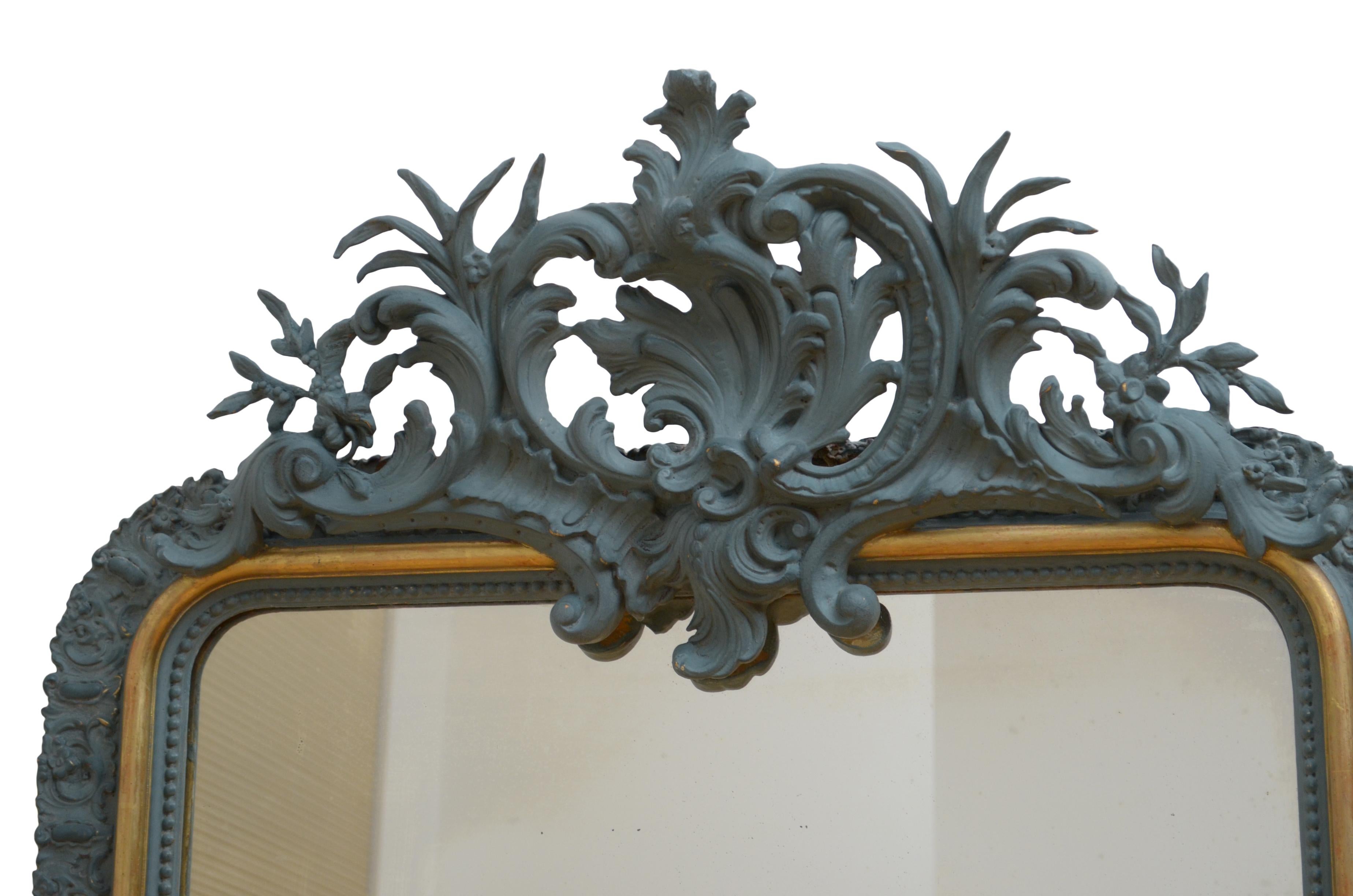 Louis Philippe Französisch Chateau gemalt und vergoldet Wandspiegel H154cm im Angebot 2