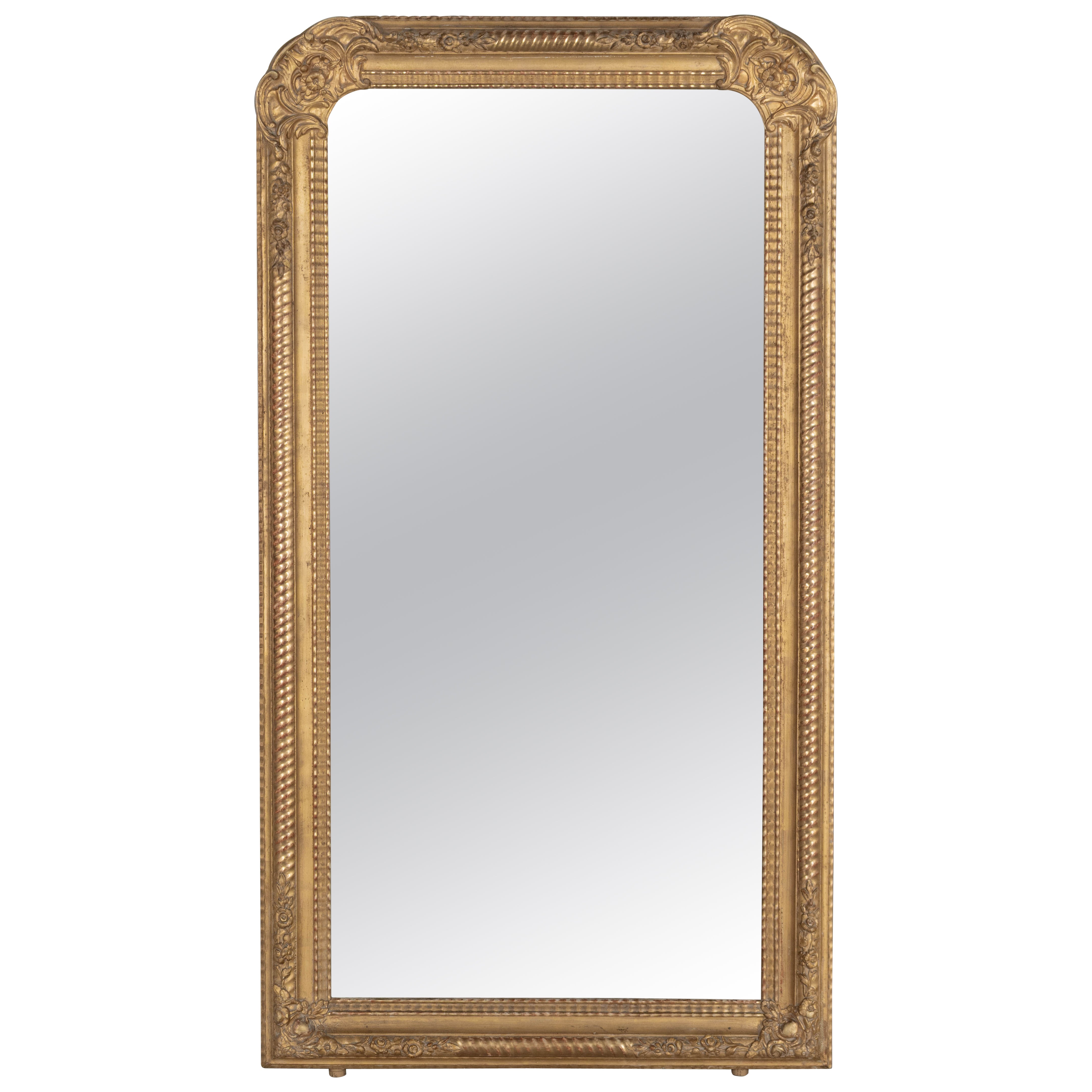 Louis Philippe French Gilded Mirror 55" x 30" For Sale