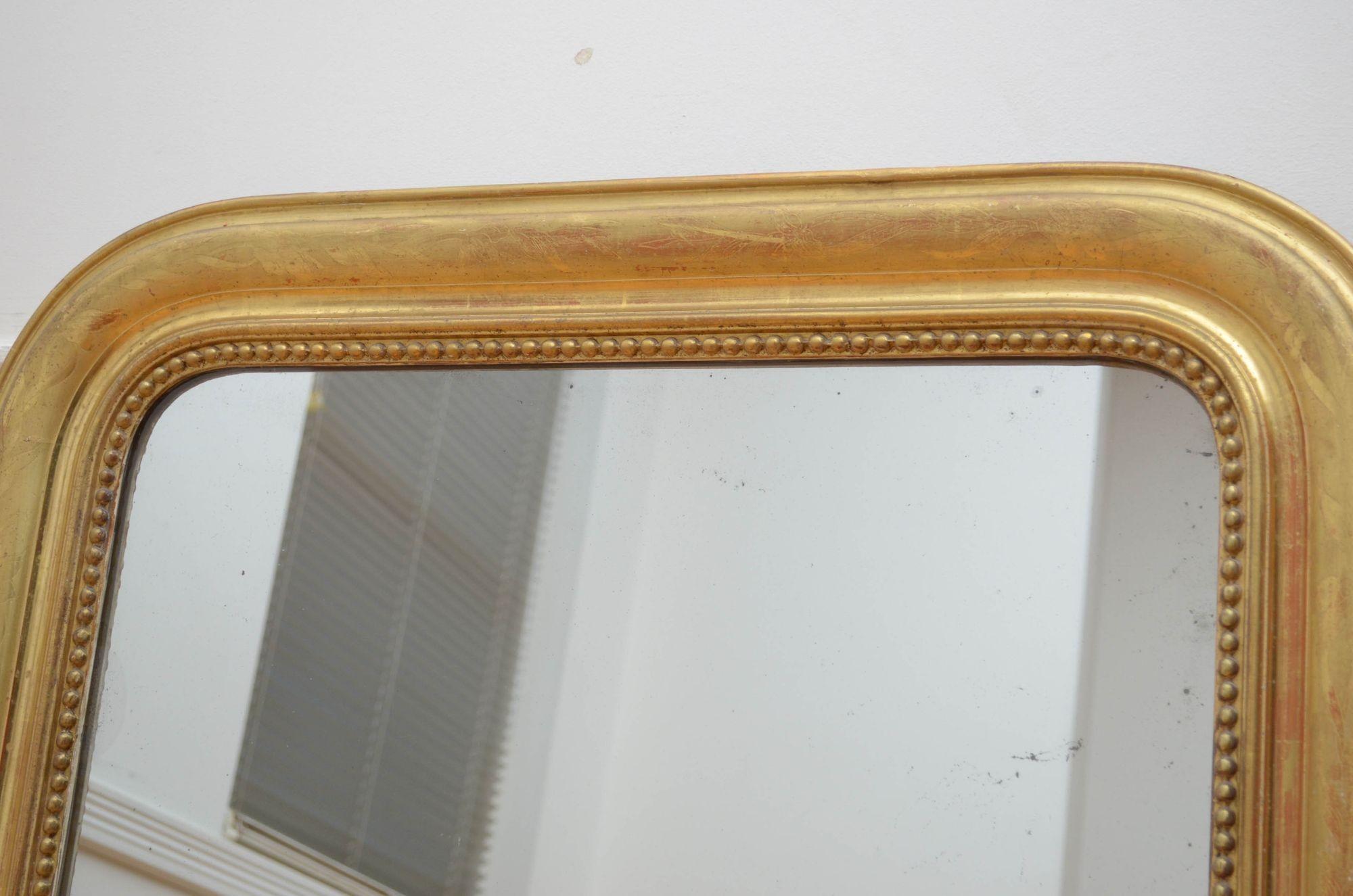 Louis Philippe French Giltwood Wall Mirror H101cm For Sale 7