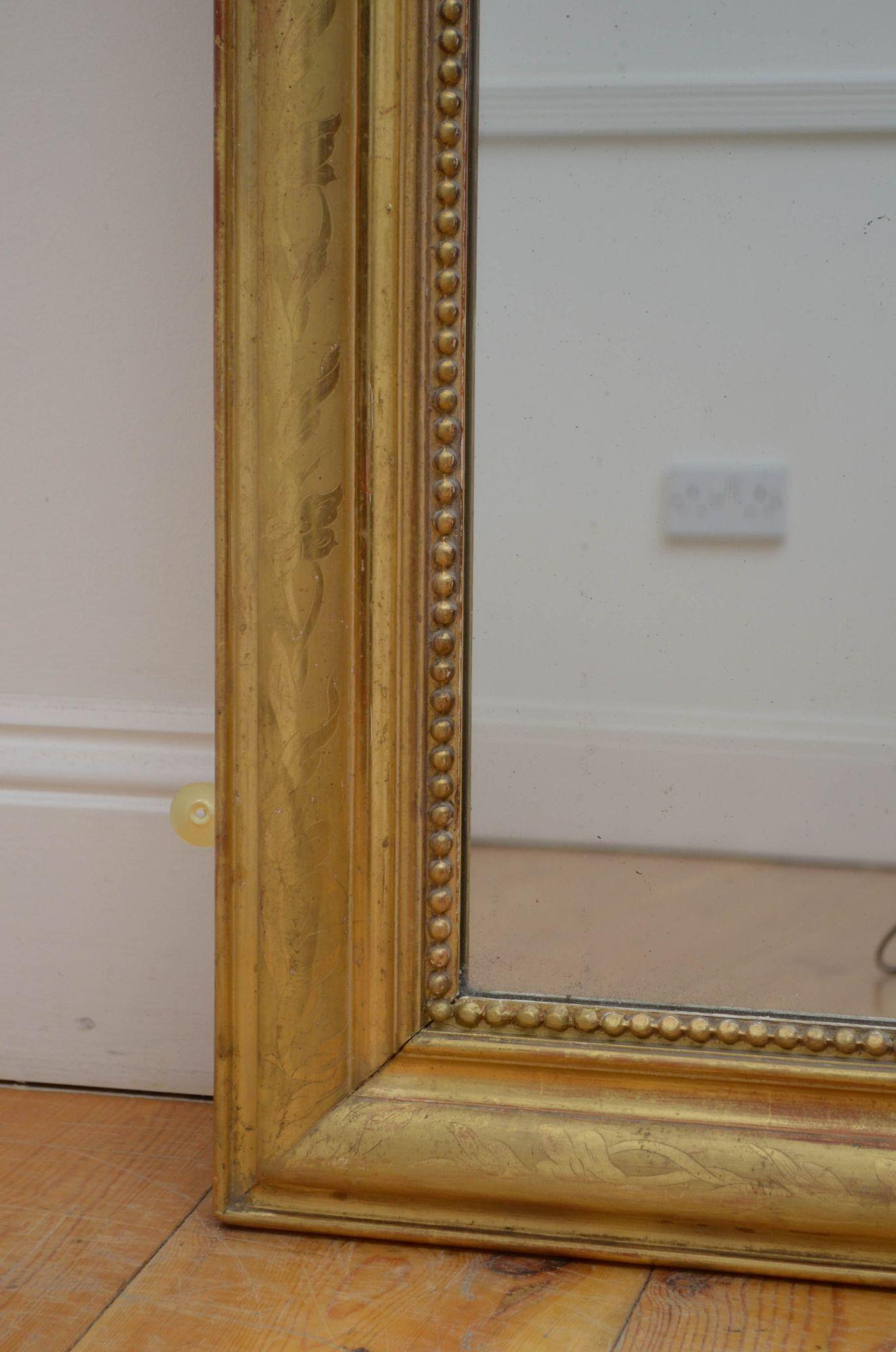 19th Century Louis Philippe French Giltwood Wall Mirror H101cm For Sale
